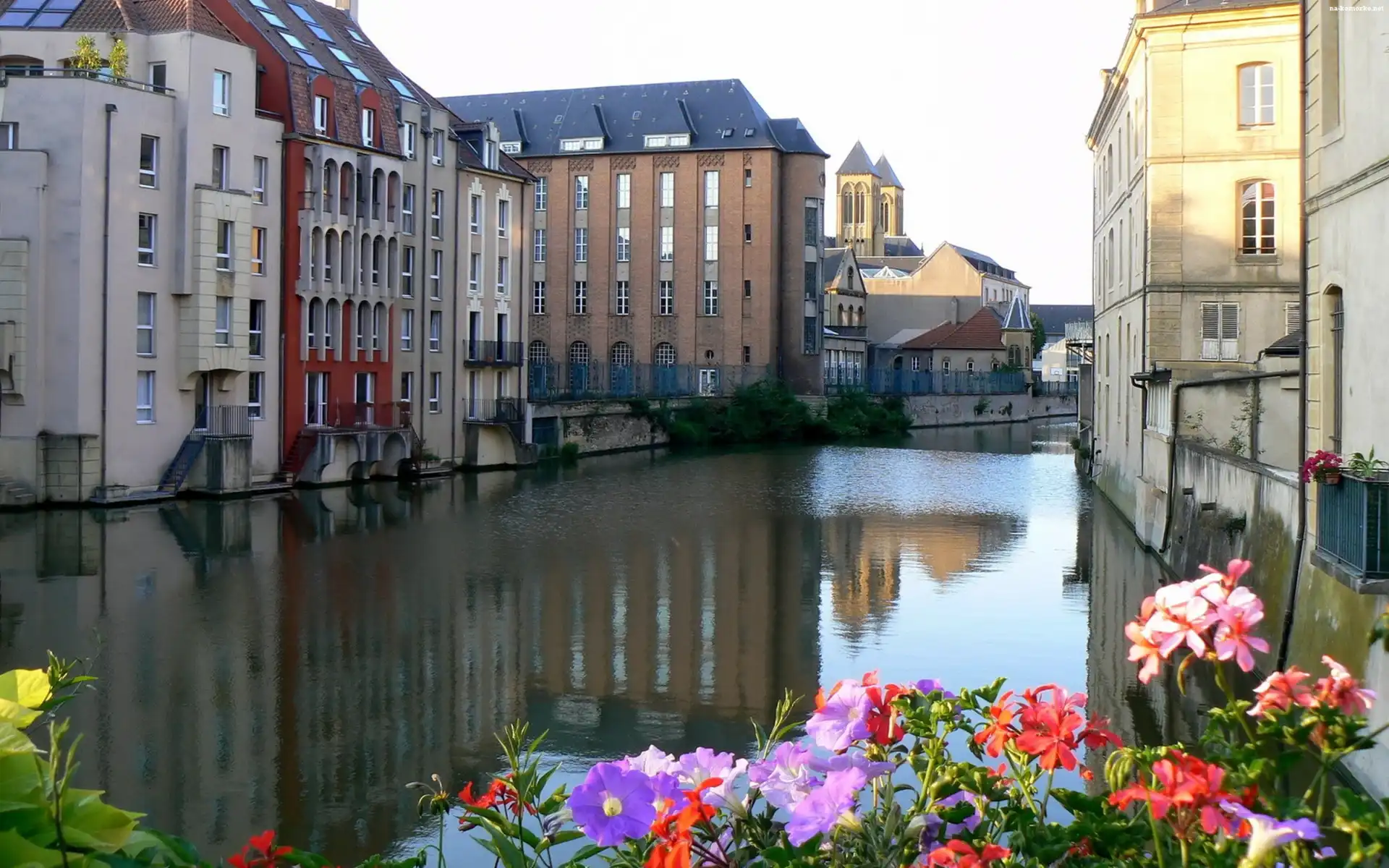 Metz, Domy, Francja, Rzeka