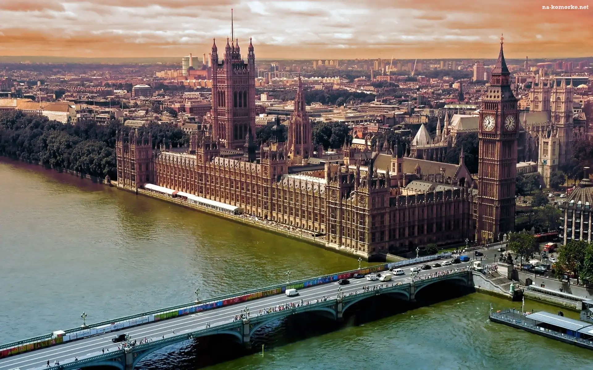Miasta, Londyn, Big Ben, Most, Panorama