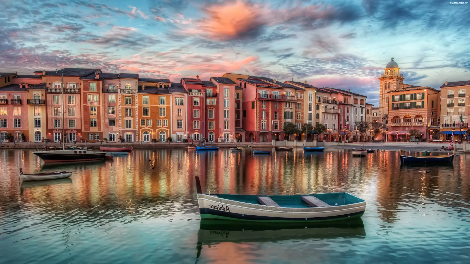 Port, Miasto, Portofino, Kamienice, Łodzie