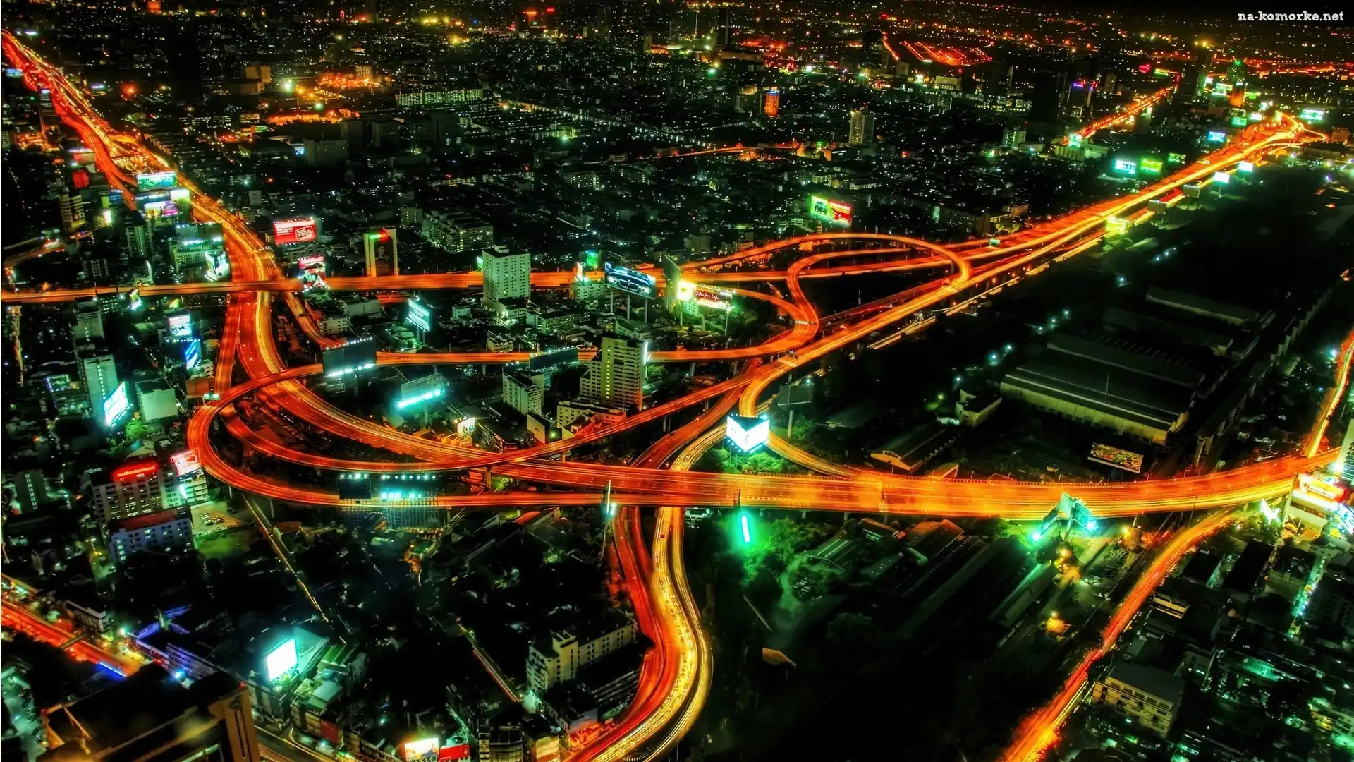Miasto, Światła, Nocą, Ulice