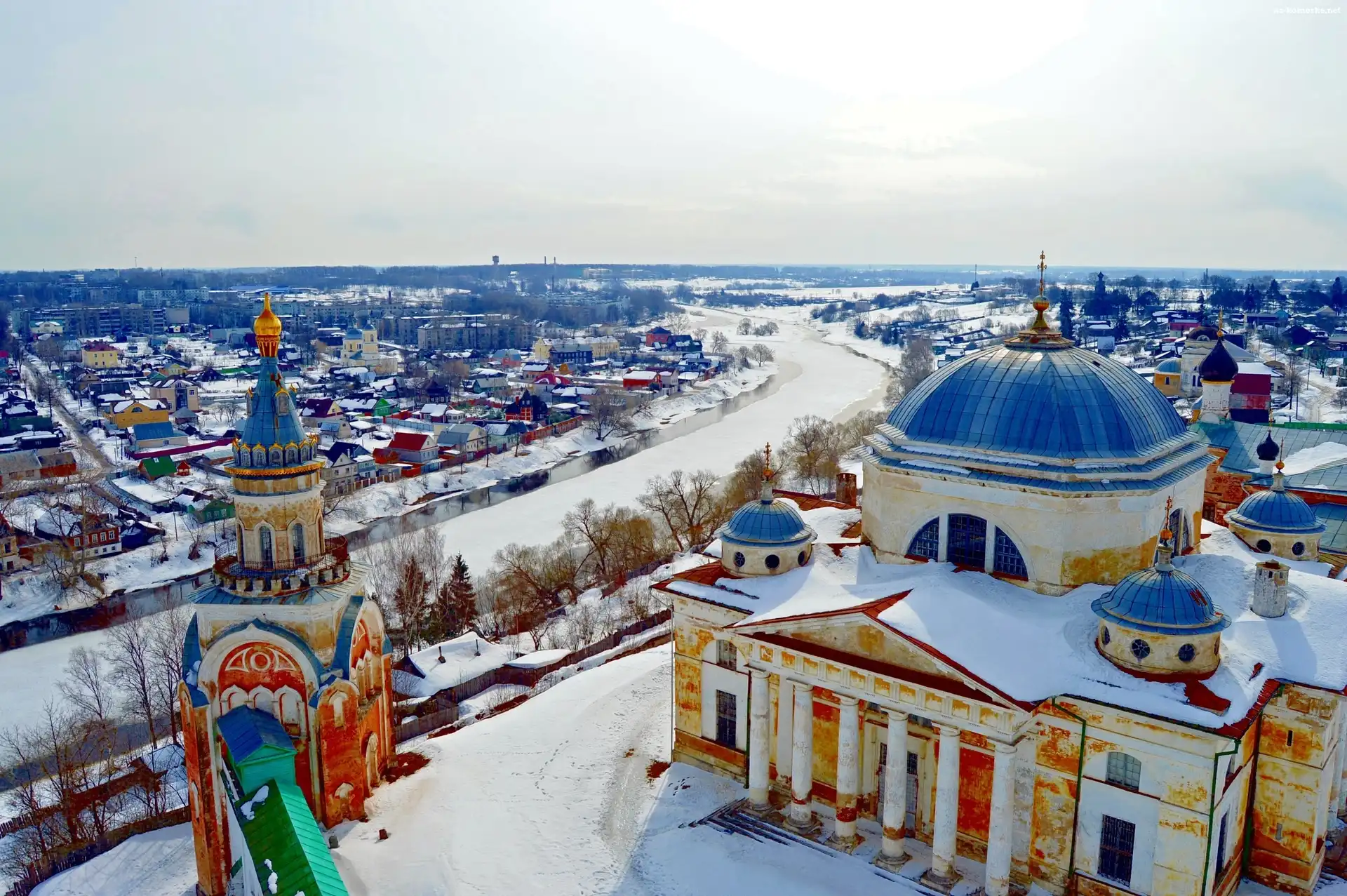 Miasto, Rosja, Rzeka, Śnieg