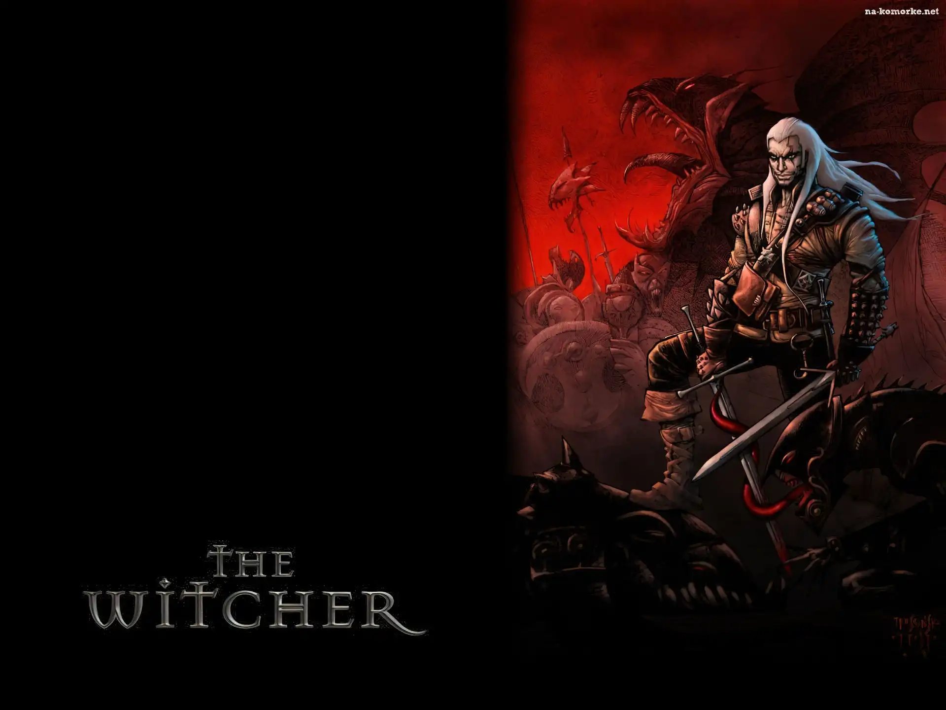 miecz, The Witcher, potwór, mężczyzna