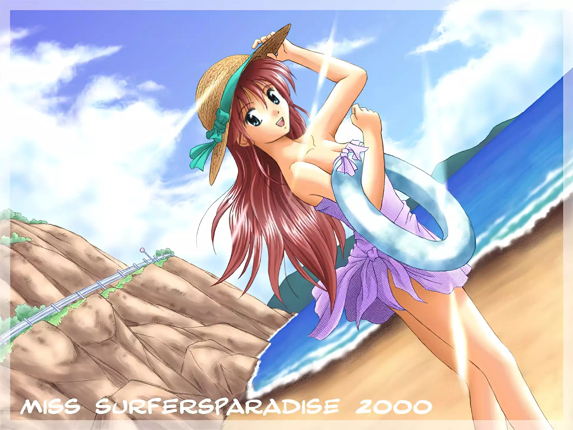 Miss Surfersparadise, plaża, kapelusz