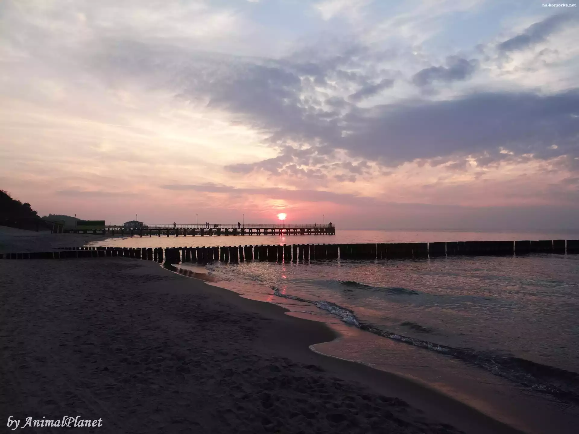 Molo, Krajobraz, Morze, Plaża, Zachód Słońca