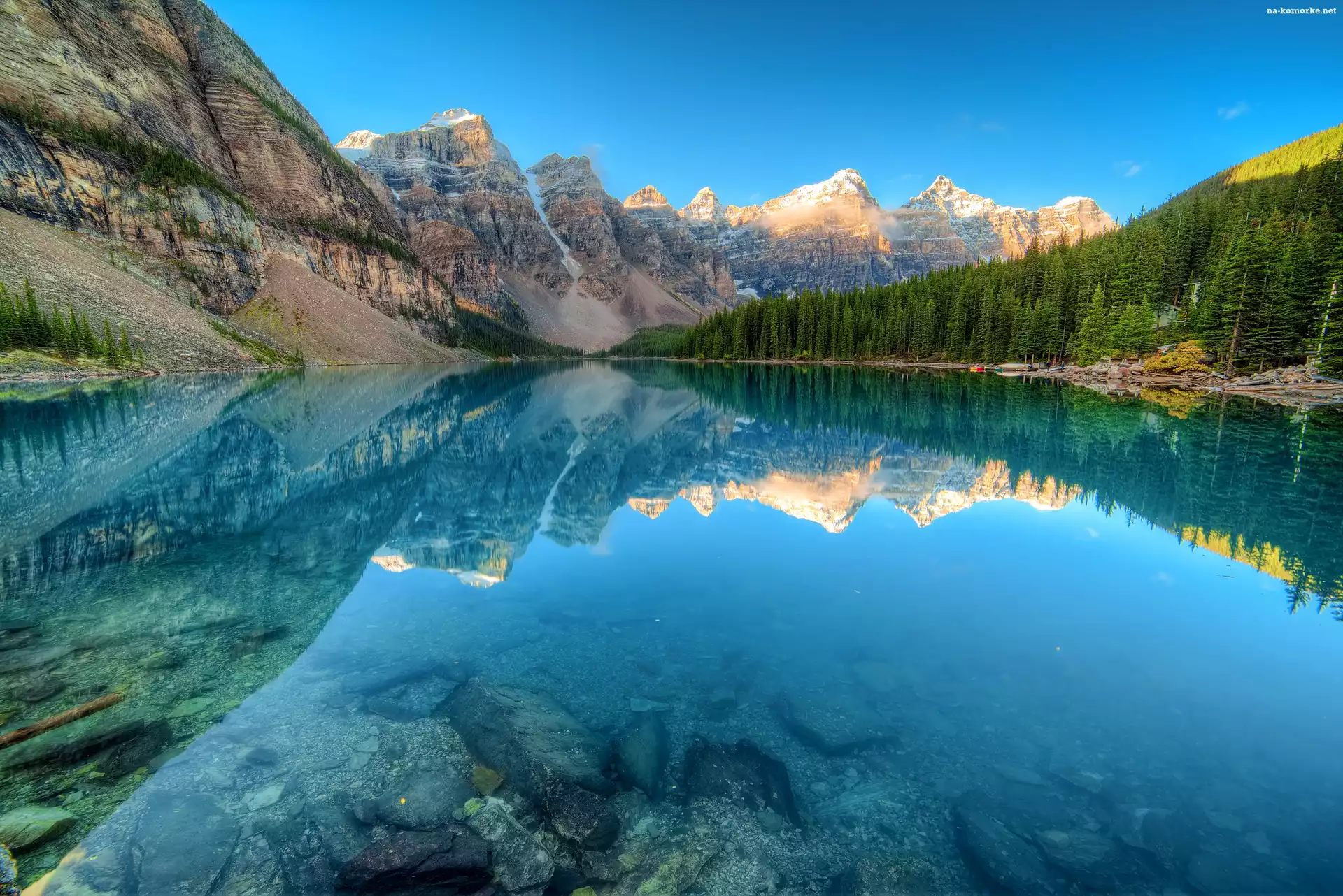 Jezioro Moraine, Kanada, Park Narodowy Banff, Góry, Lasy