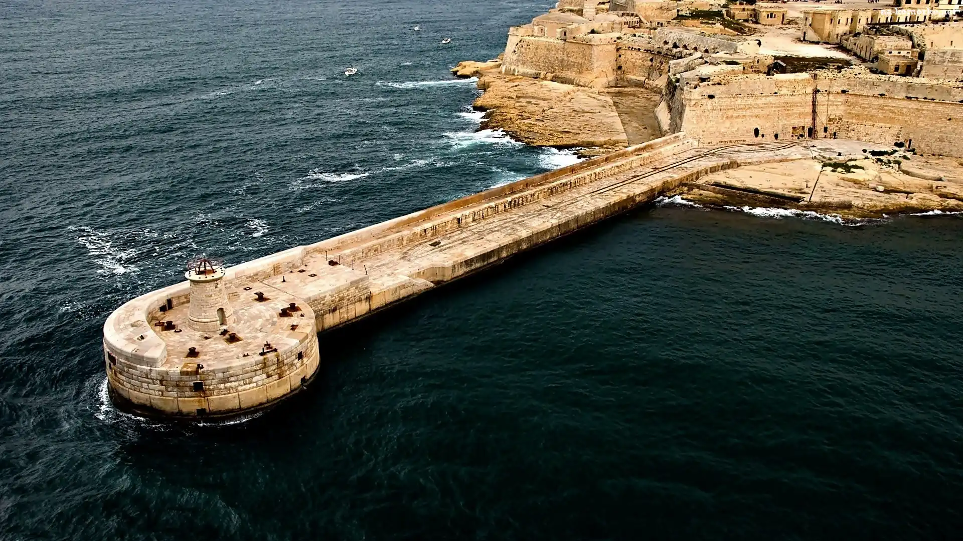 Morska, Malta, Morze, Domy, Latarnia