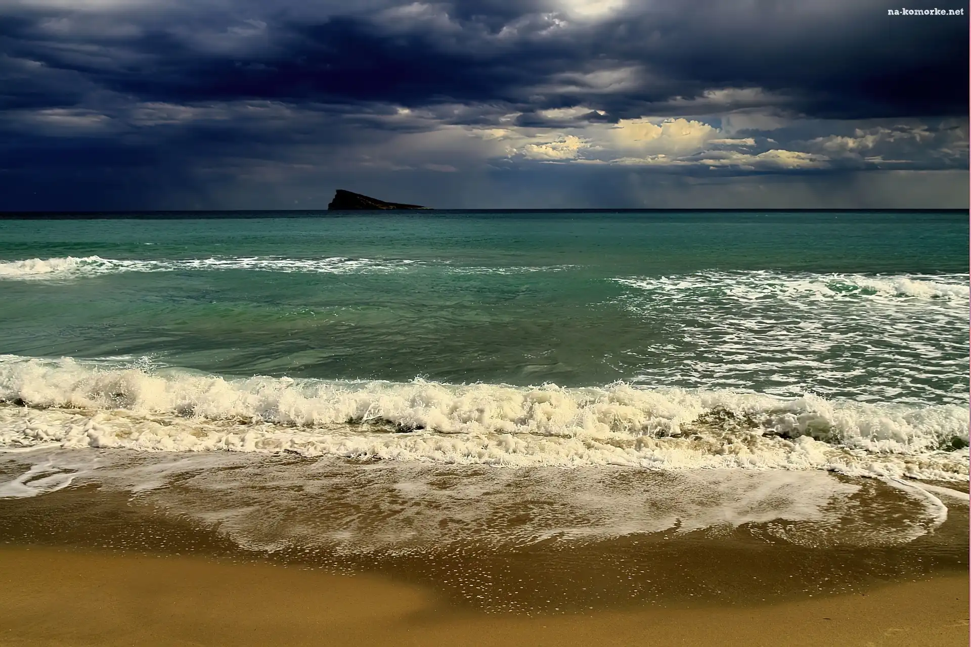 Morze, Plaża, Ciemne, Chmury