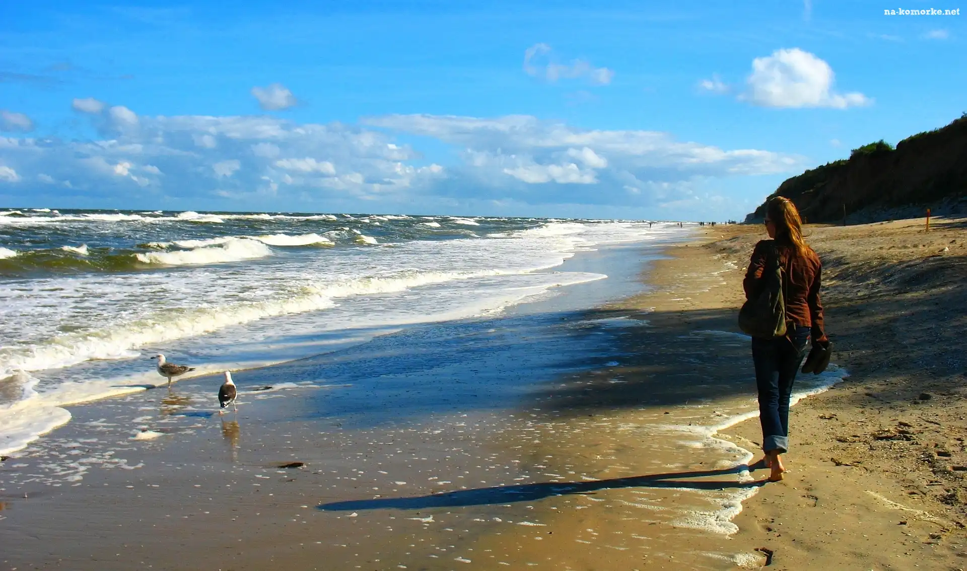 Morze, Dziewczyna, Lato, Plaża