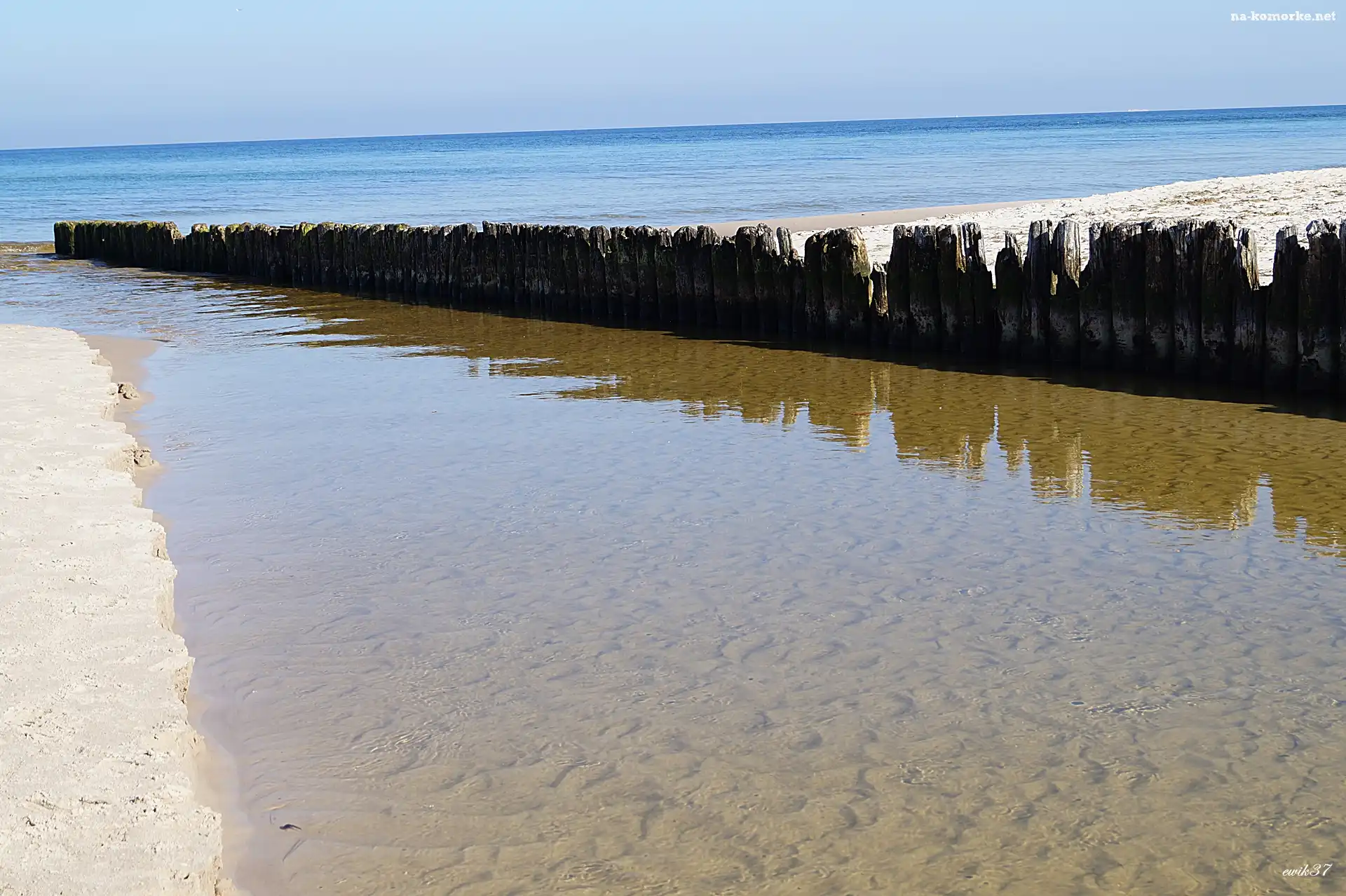 Morze, Plaża, Pale, Drewniane