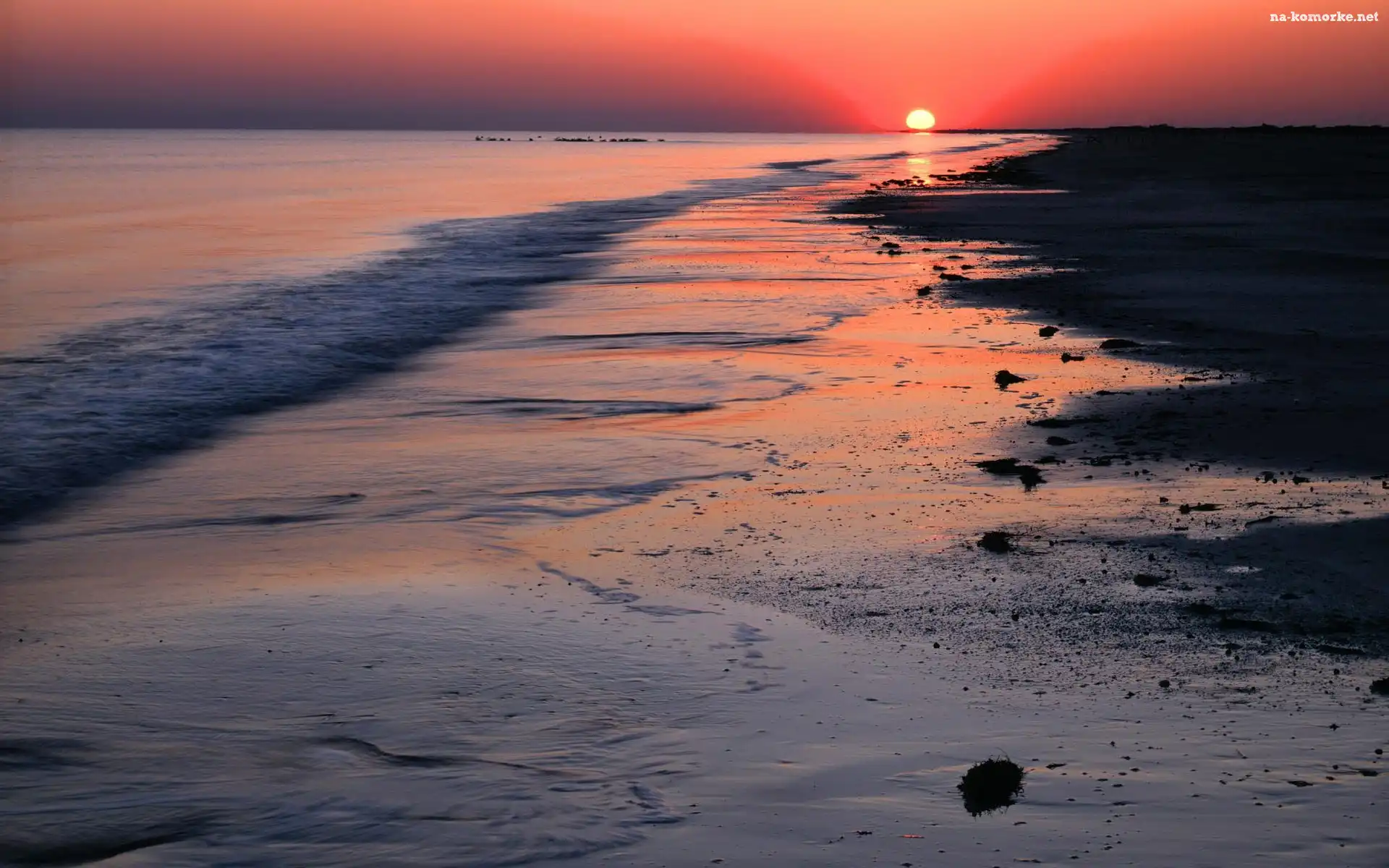 Morze, Słońca, Plaża, Zachód