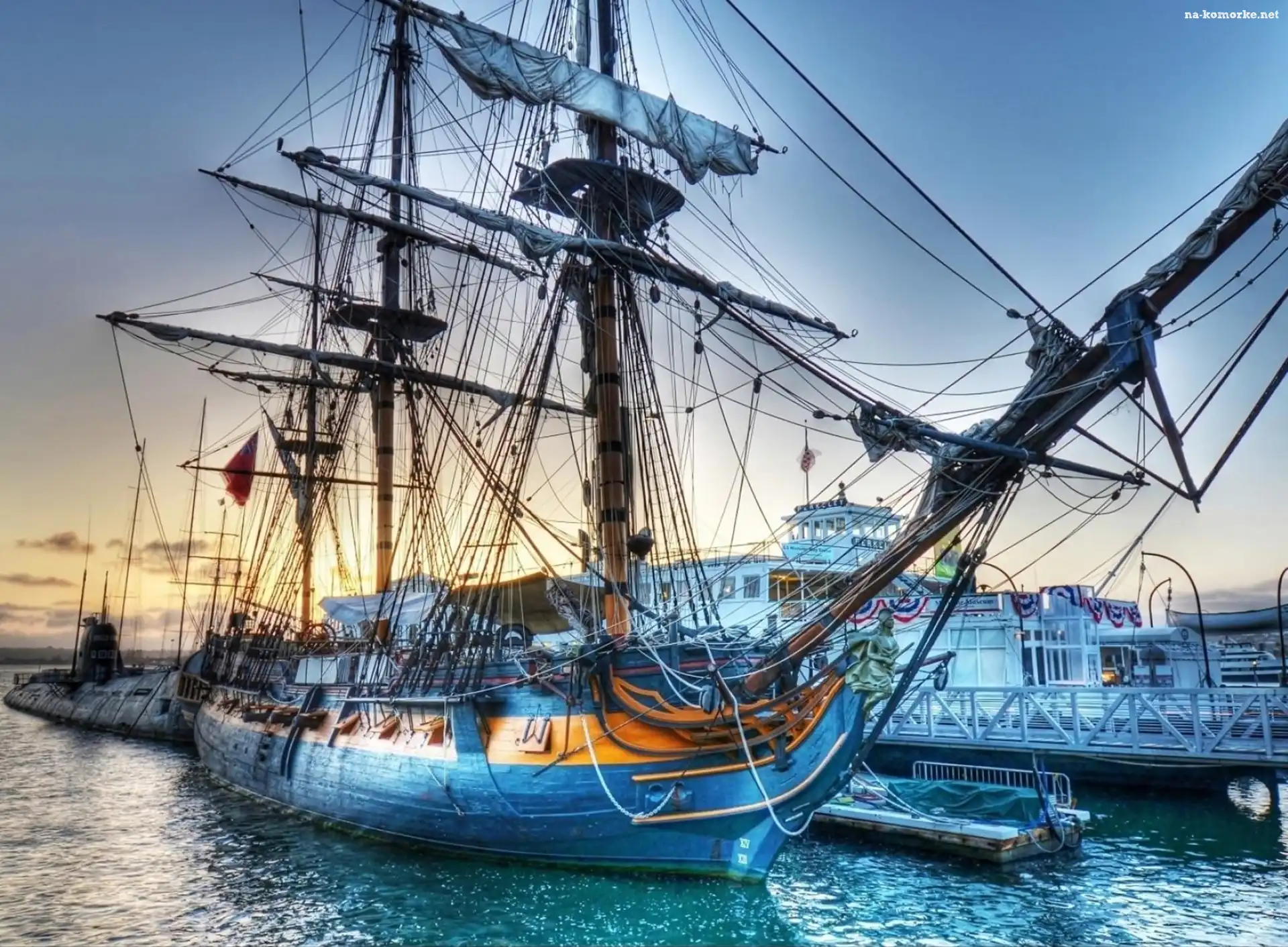 Morze, Żaglowce, Port, Statek