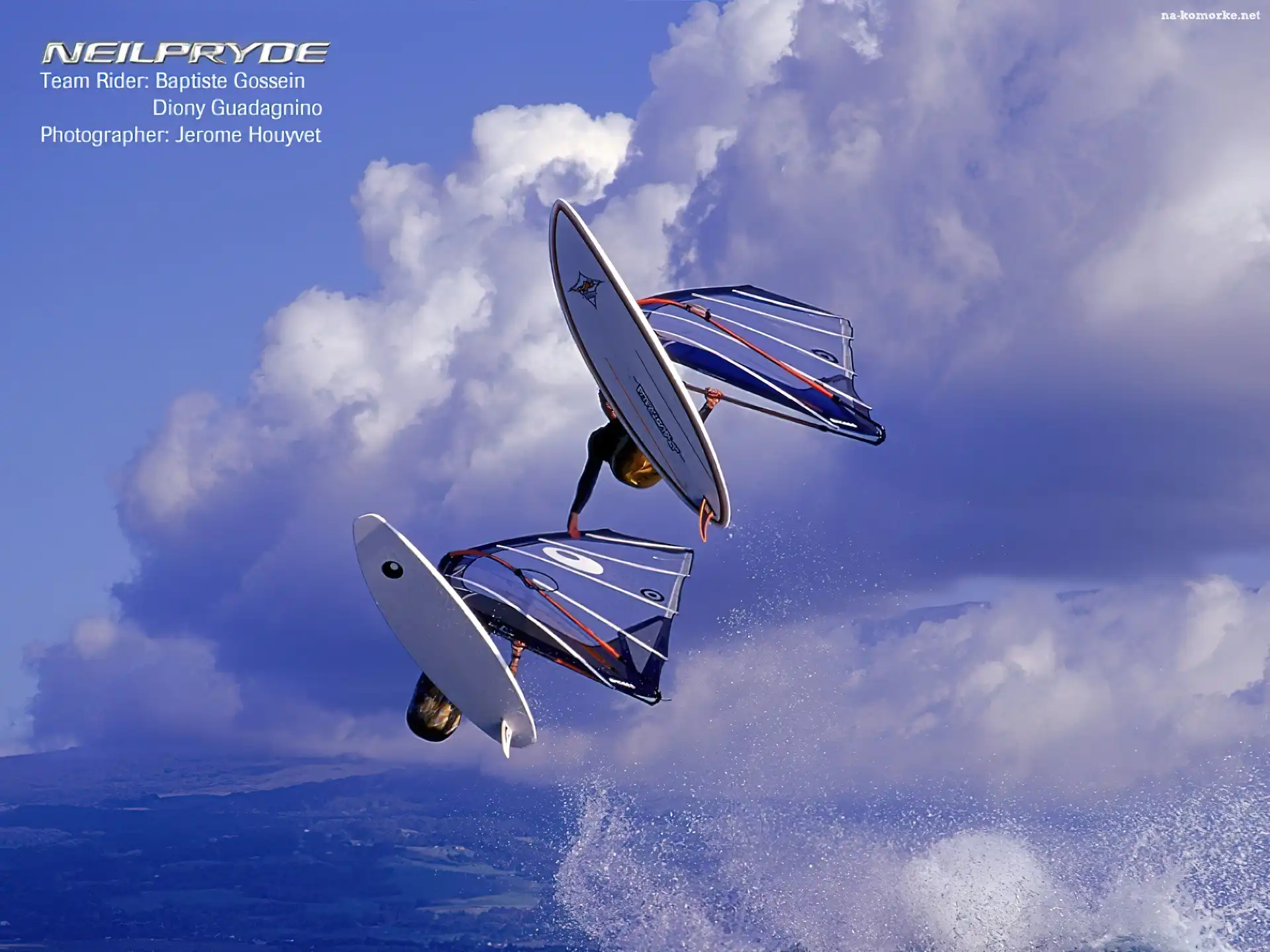 morze, deska, Windsurfing, niebo, żagiel, fala