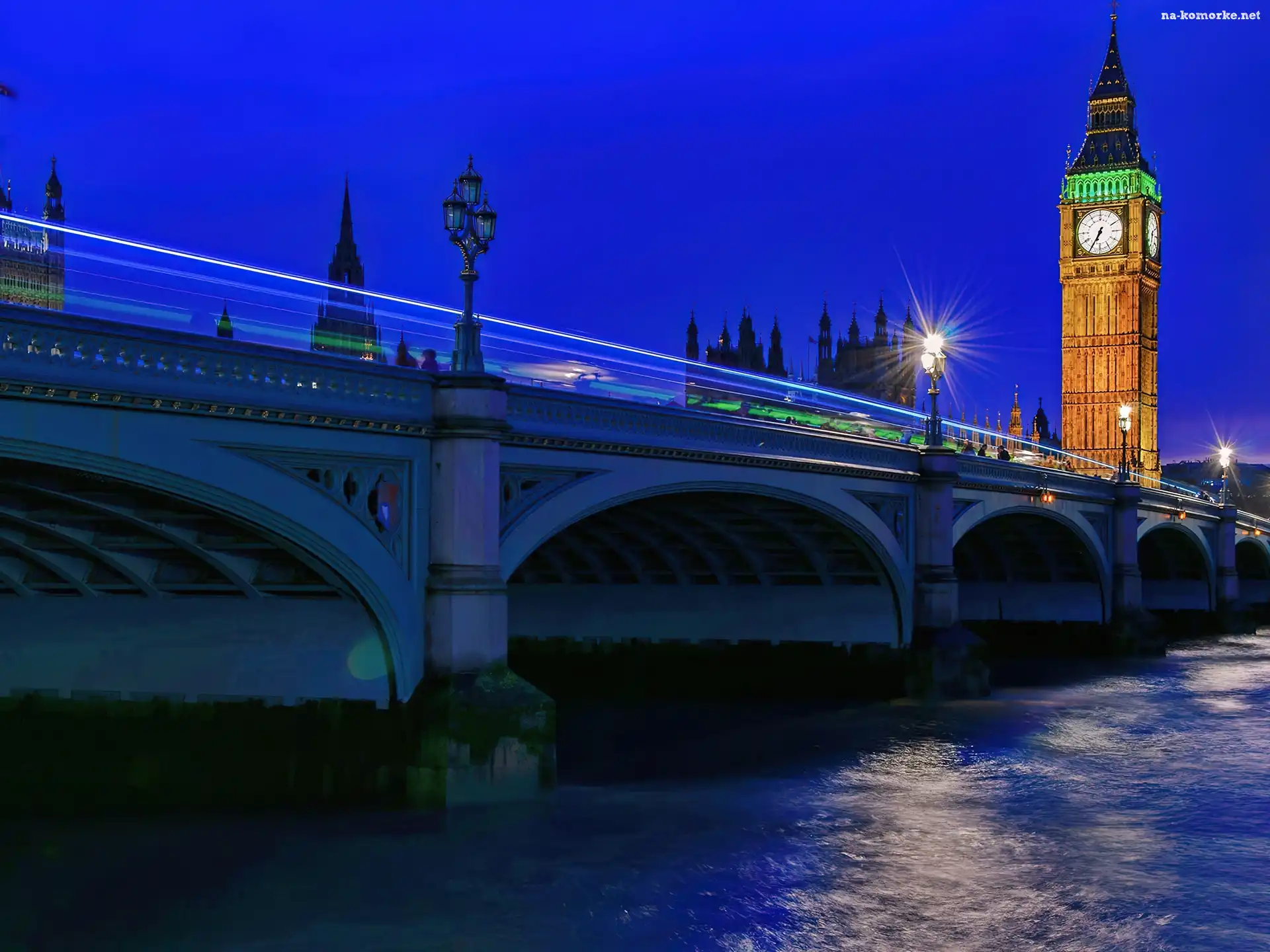 Anglia, Big Ben, Most Westminsterski, Londyn, Noc