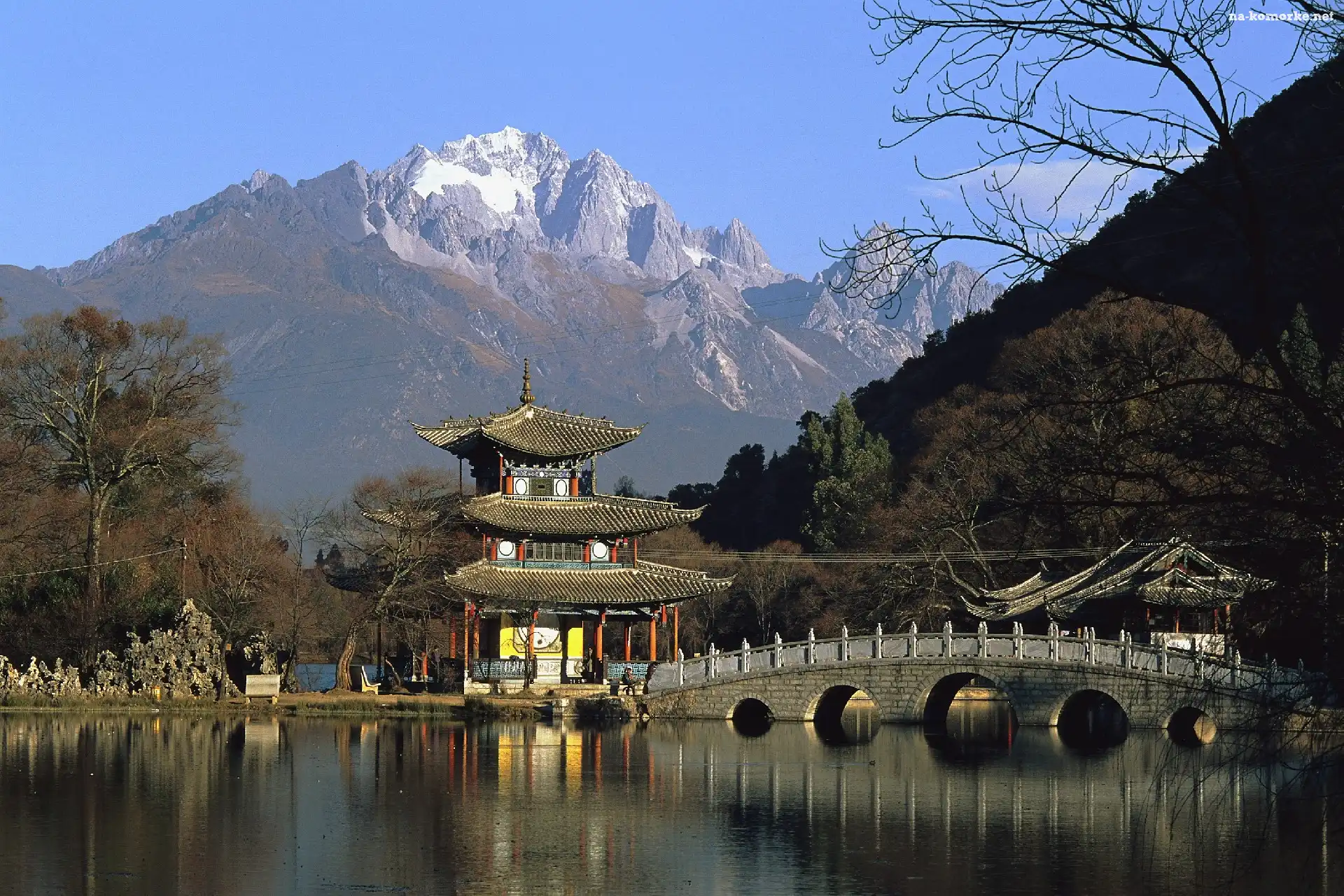 Most, Japonia, Góry, Domek, Rzeka