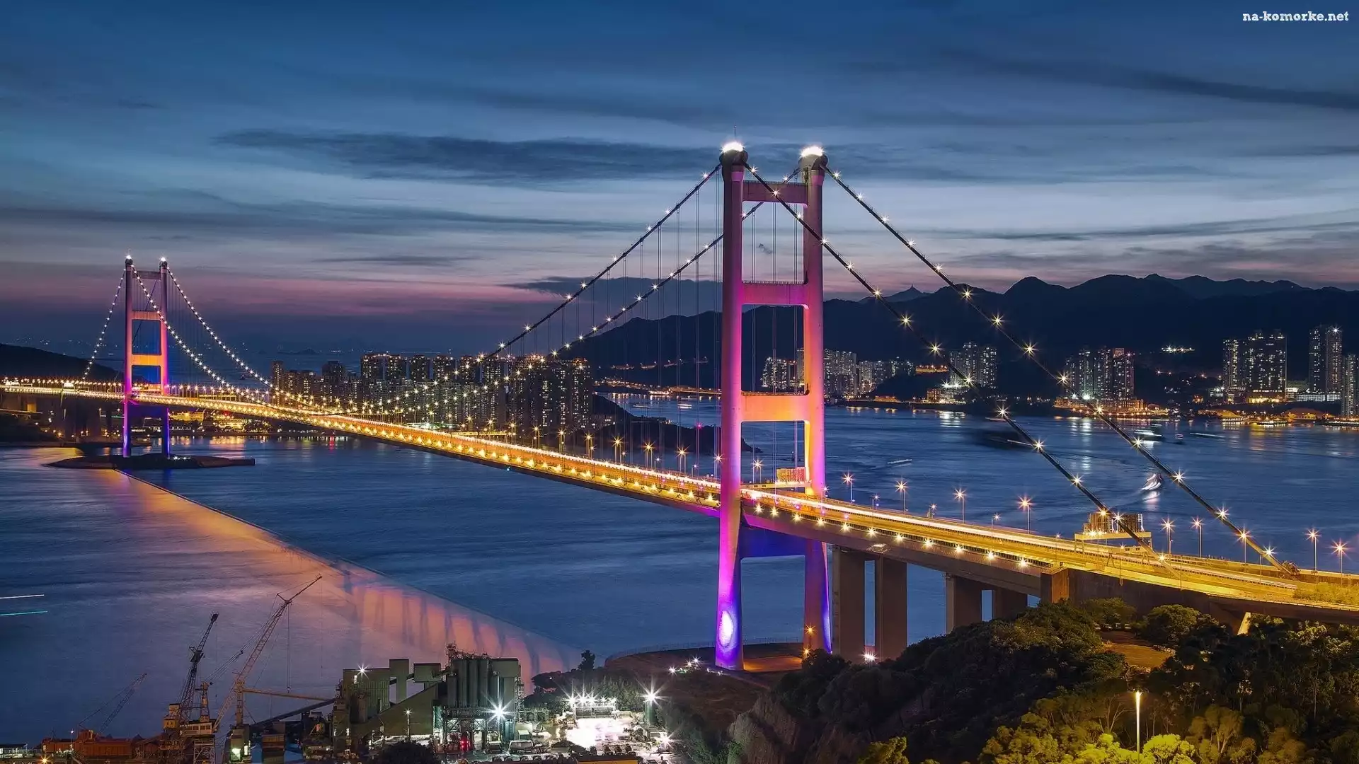 Most, Hong Kong, Azja, Miasto, Noc