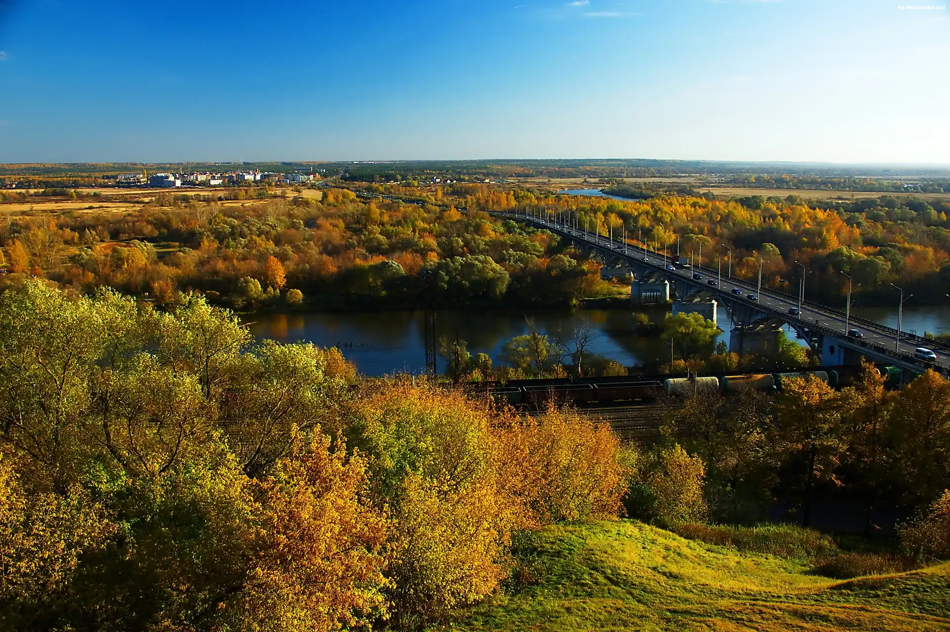Most, Panorama, Rzeka, Lasy