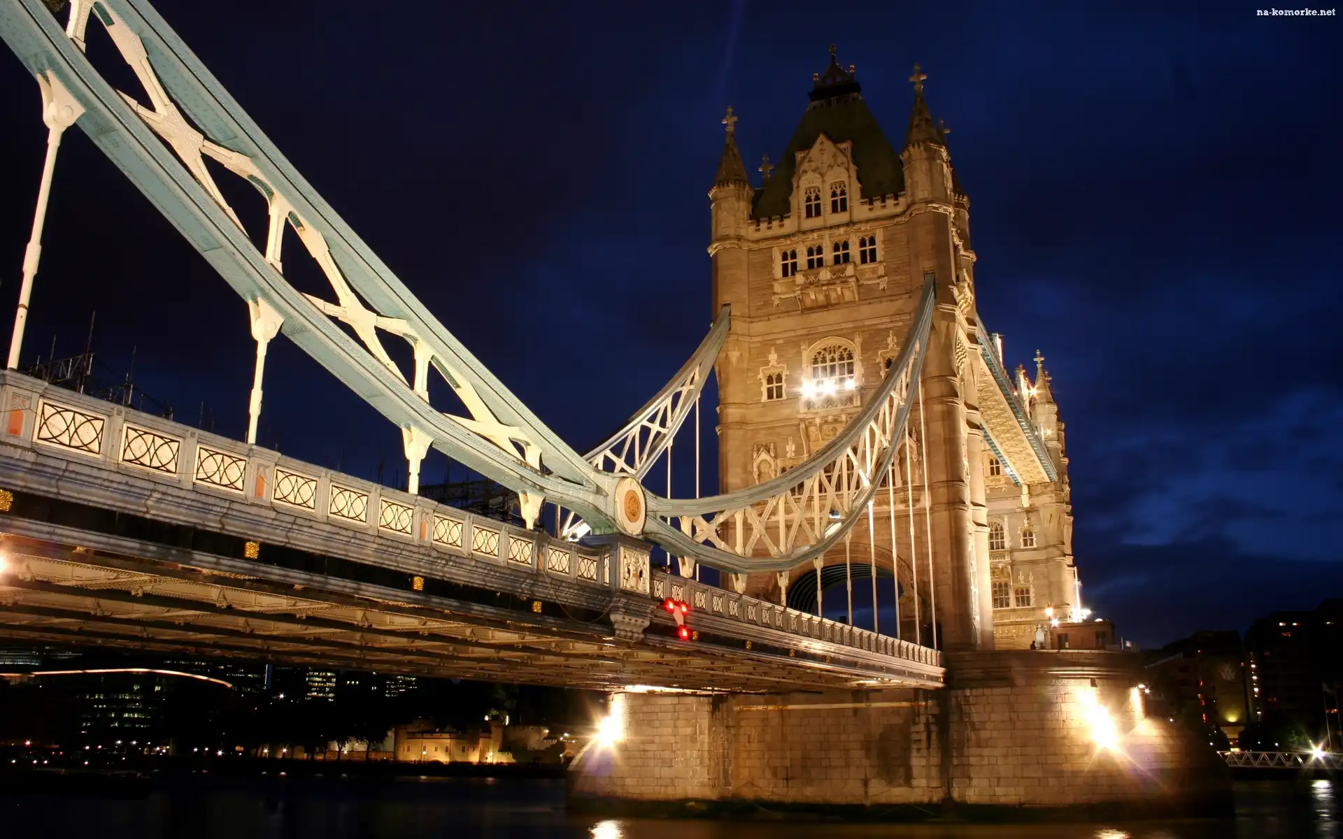Most, Londyn, Noc, Tower Bridge