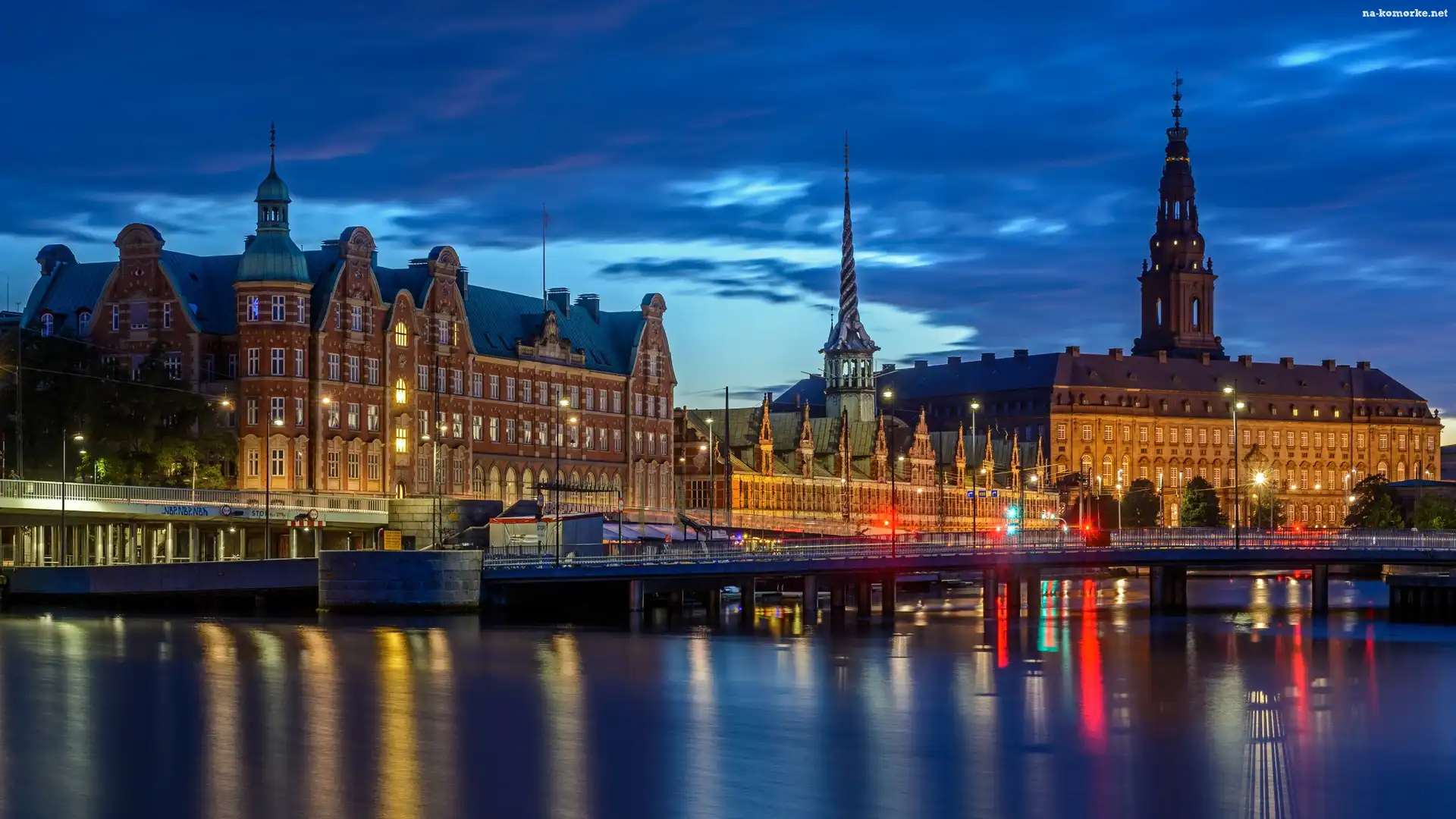 Kopenhaga, Rzeka, Zamek Christiansborg, Dania, Budowla Borsen, Most