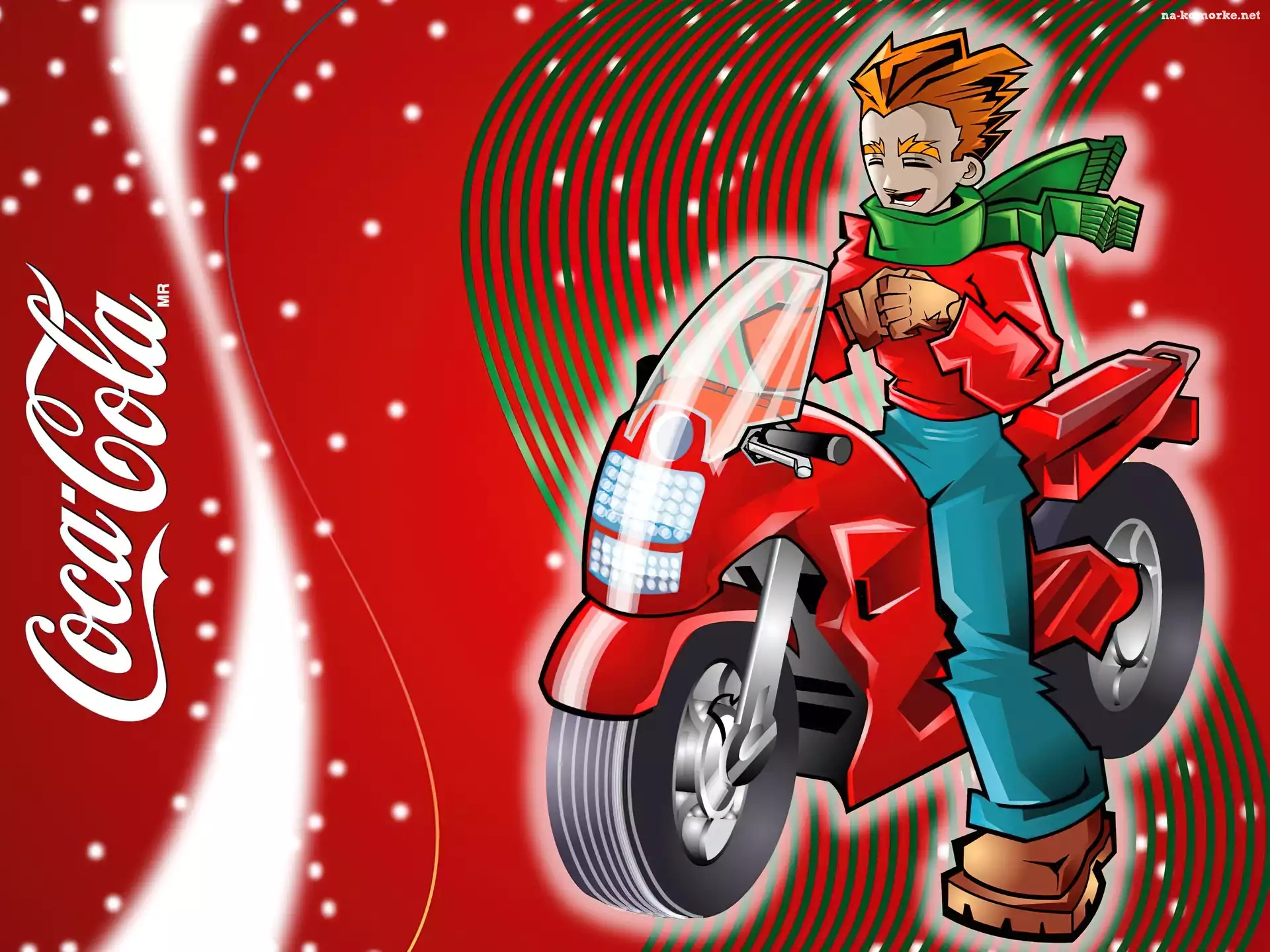 Motocykl, Logo, Coca, Cola, Chłopak