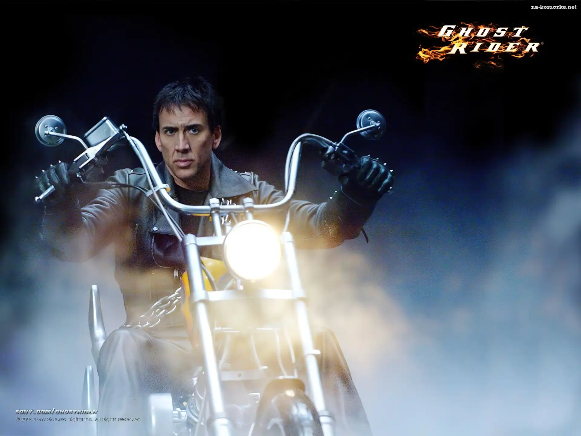 Ghost Rider, Nicolas Cage, motocykl, dym