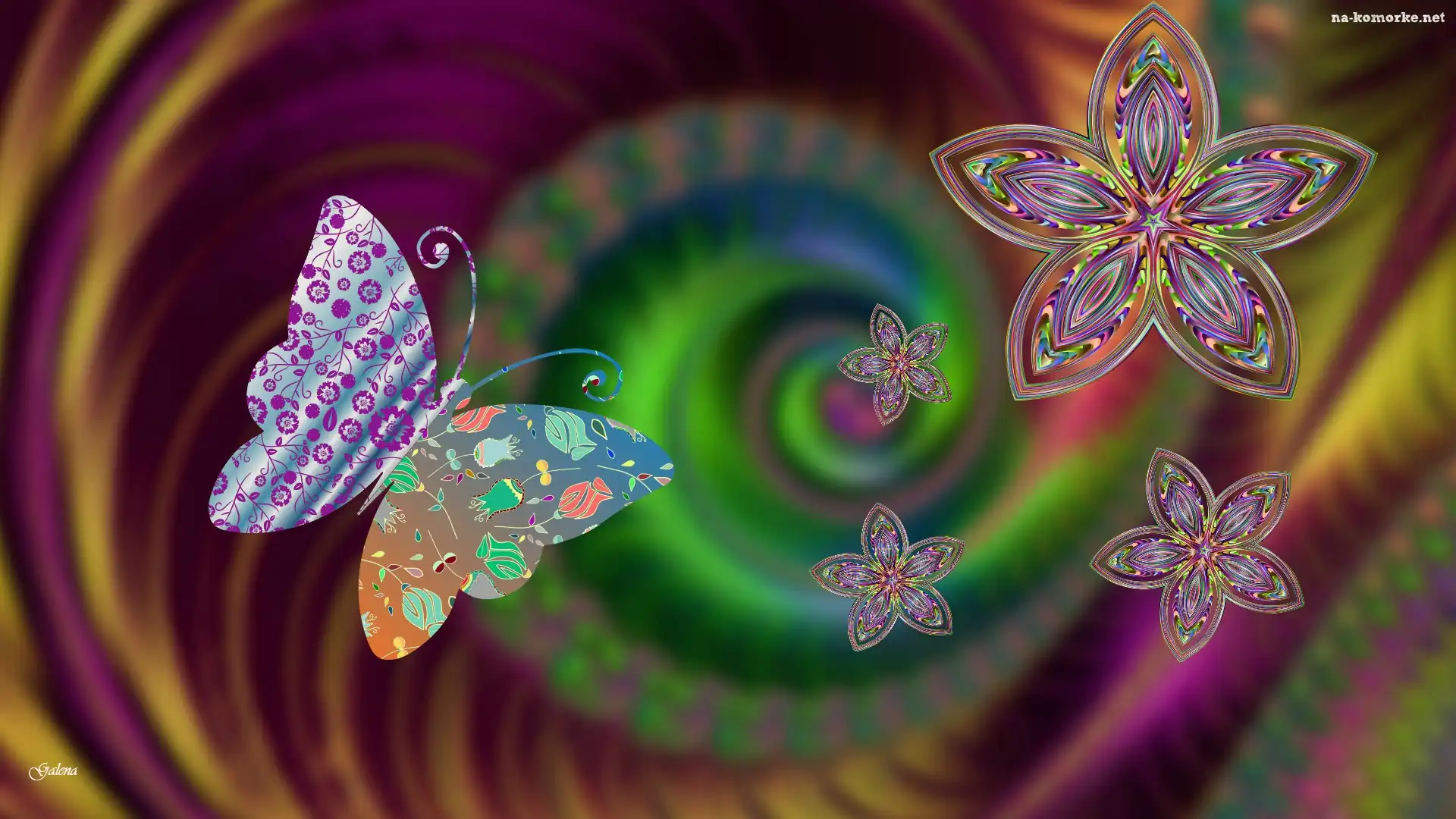 Motyl, Grafika, Kwiaty, Abstrakcja