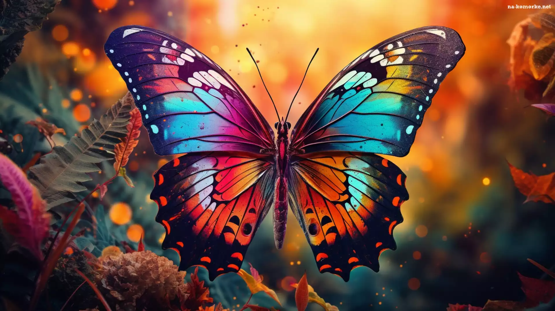 Owad, Motyl, Liście, Kolorowy, Grafika