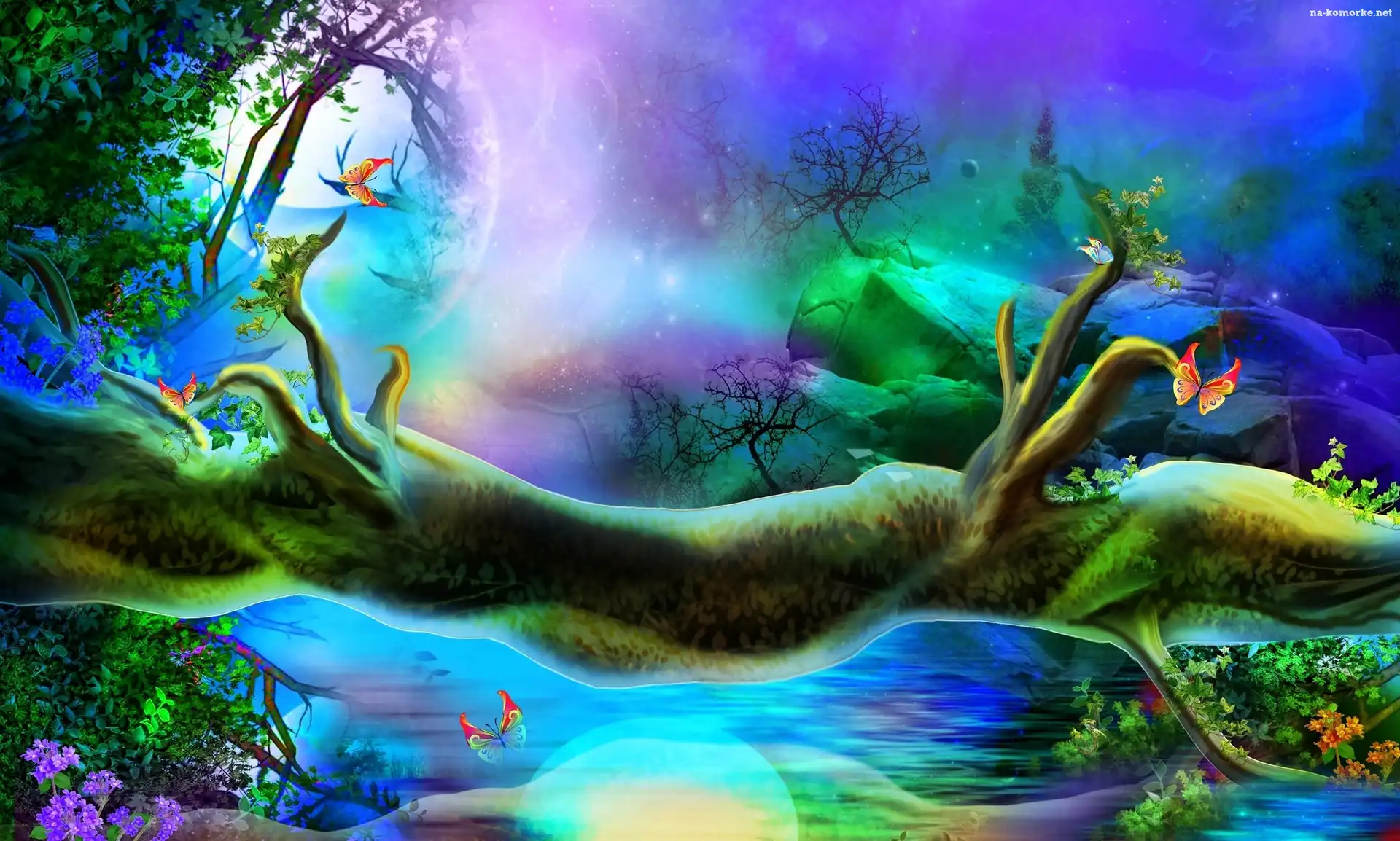 Fantasy, Motyle, Drzewa
