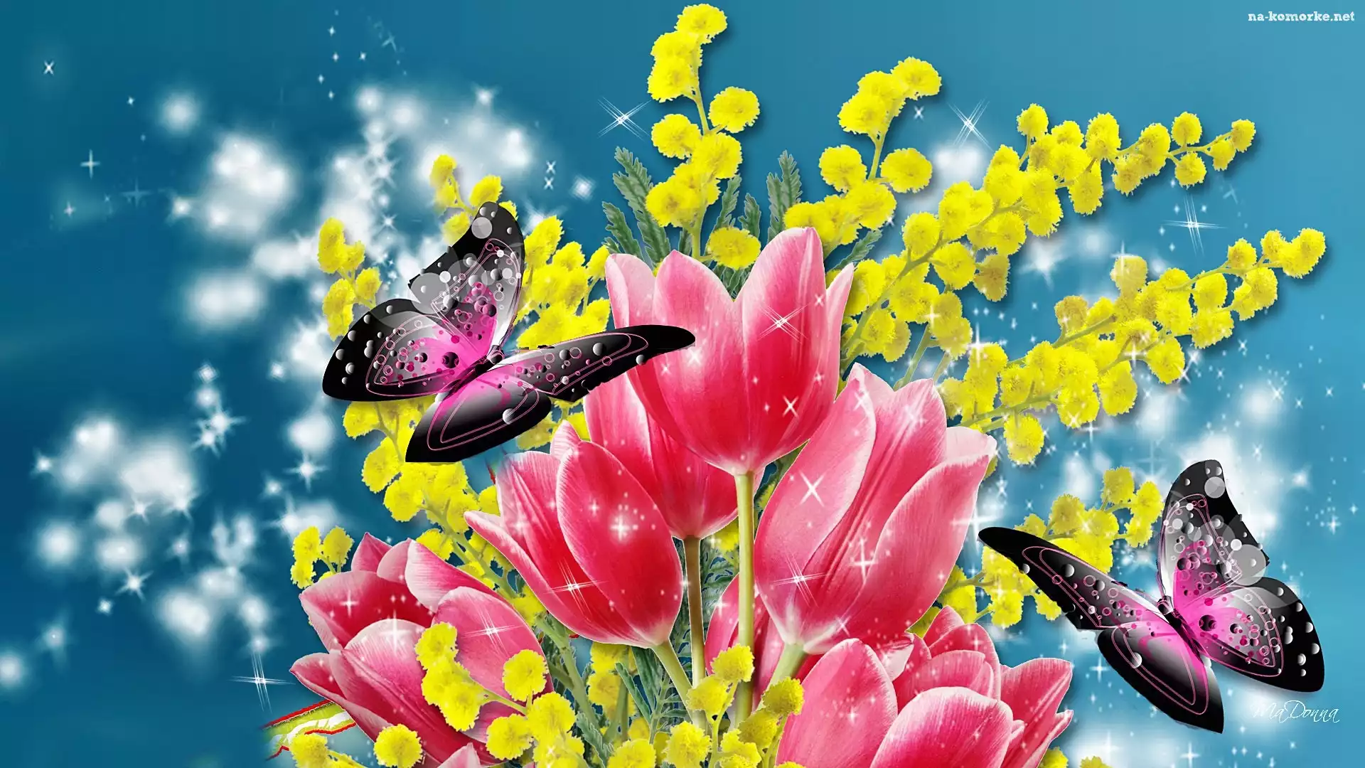 Tulipany, Motyle, Art