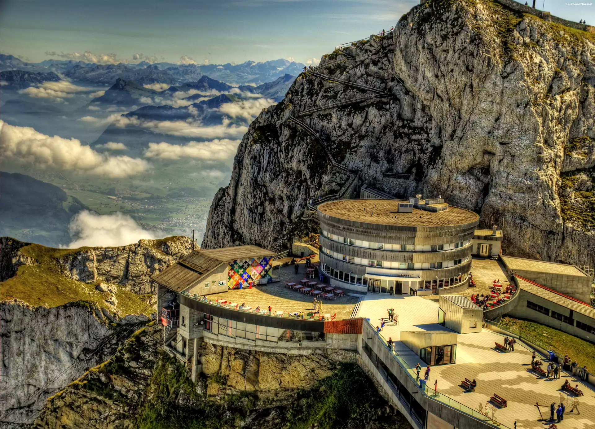 Hotel, Mount Pilatus Hotel, Szwajcaria, Góra, HDR