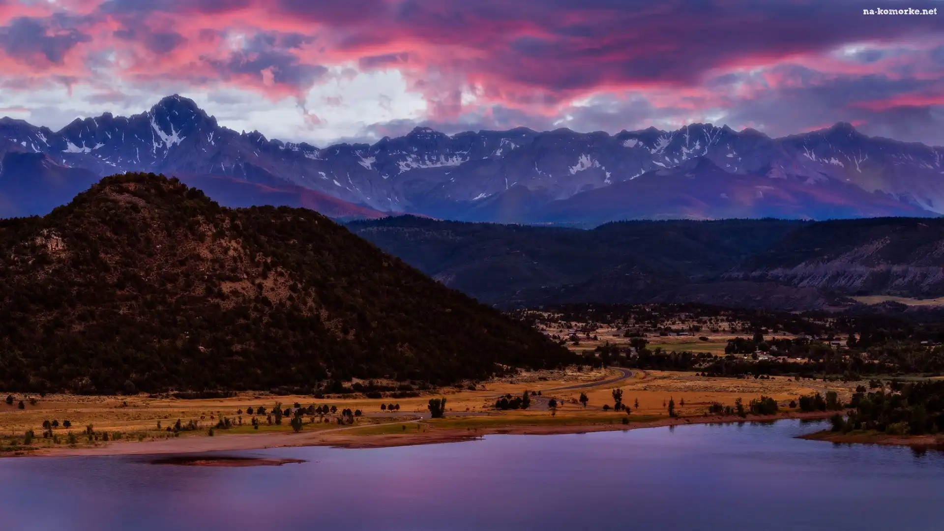 Stan Kolorado, Blue Lake, San Juan Mountains, Jezioro, Góra, Góry, Drzewa, Jesień, Mount Sneffels, Stany Zjednoczone