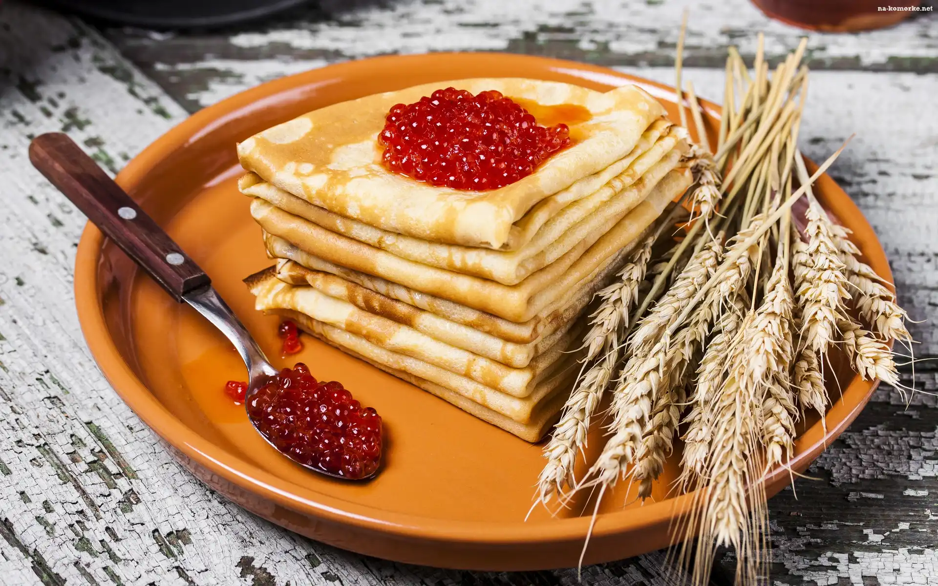 Naleśniki, Talerz, Kawior, Kłosy