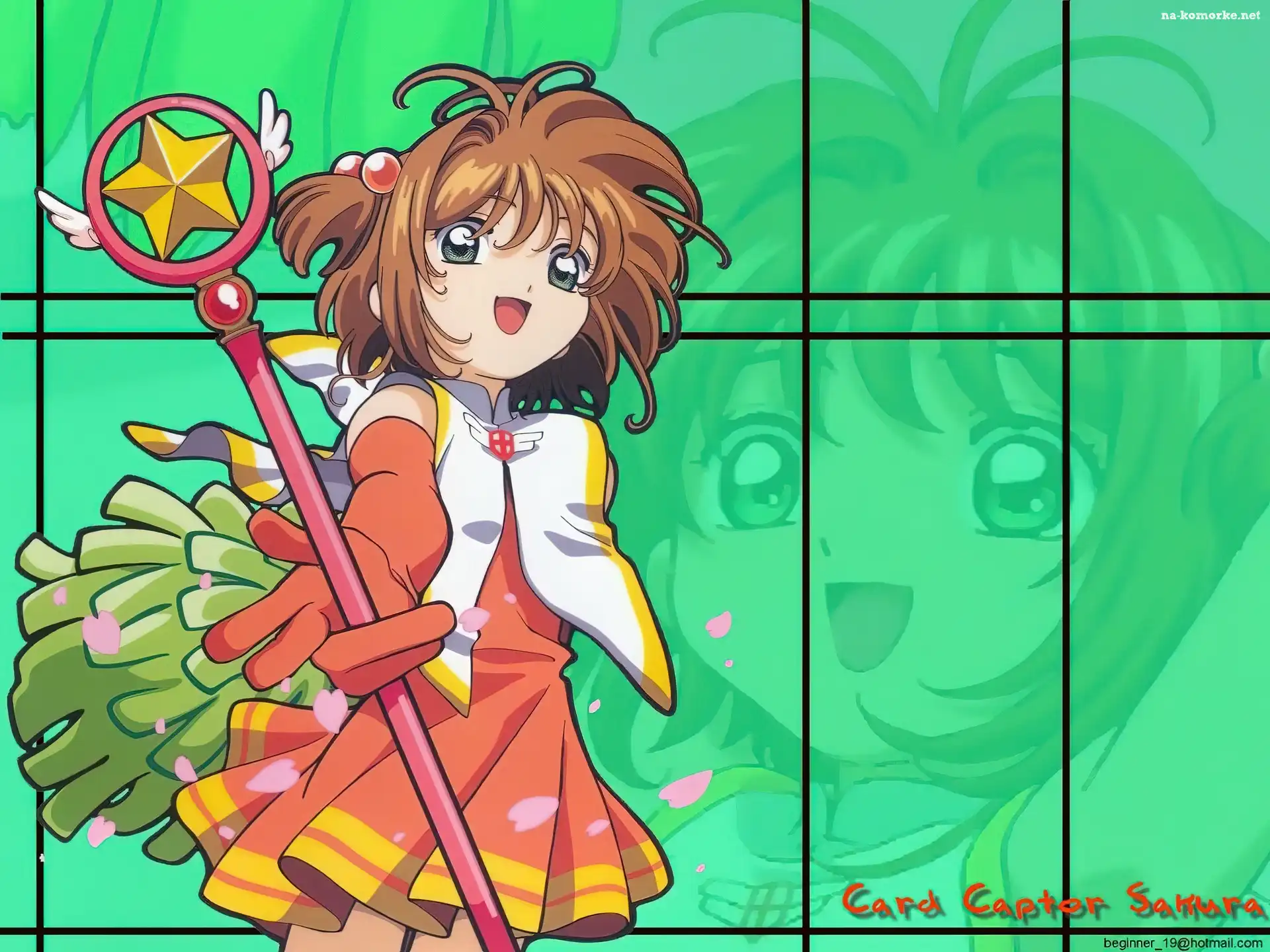 napis, Cardcaptor Sakura, kobieta, kij, twarz