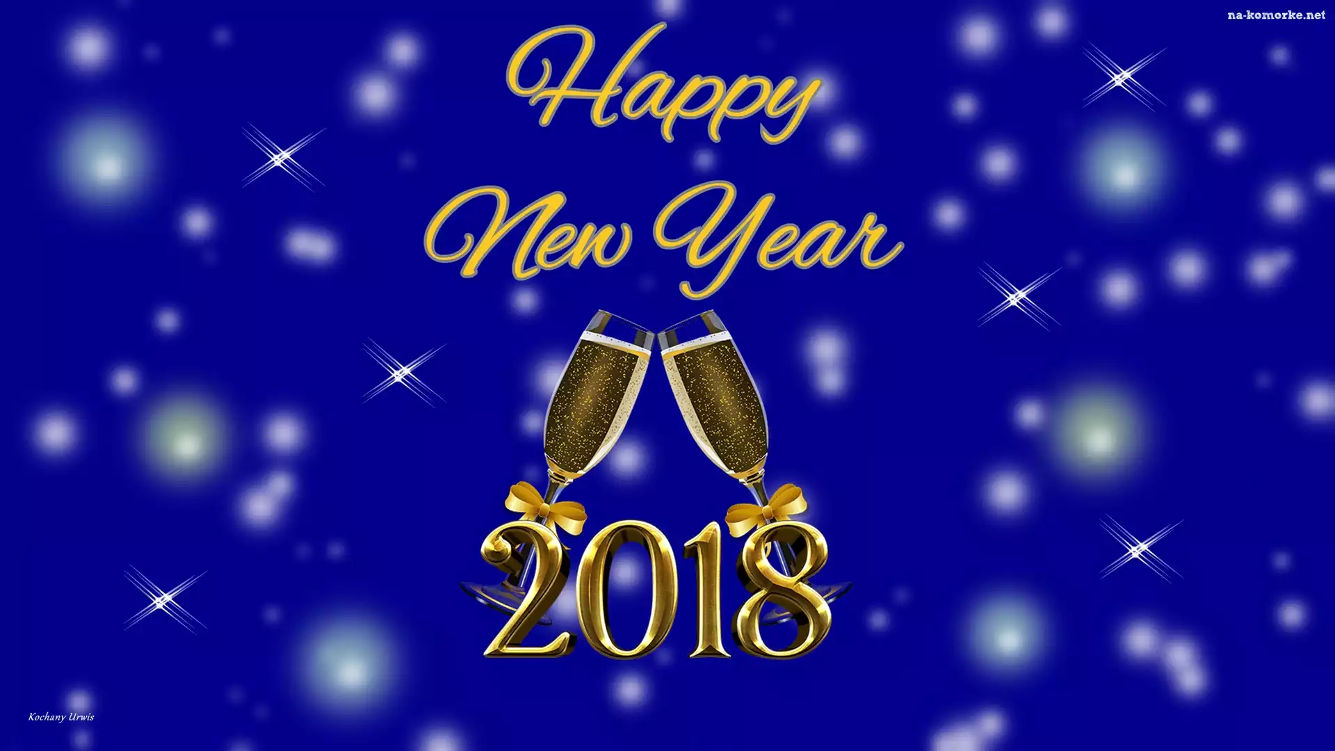 Szampan, 2018, Nowy Rok, Happy New Year, Kieliszki, Napis