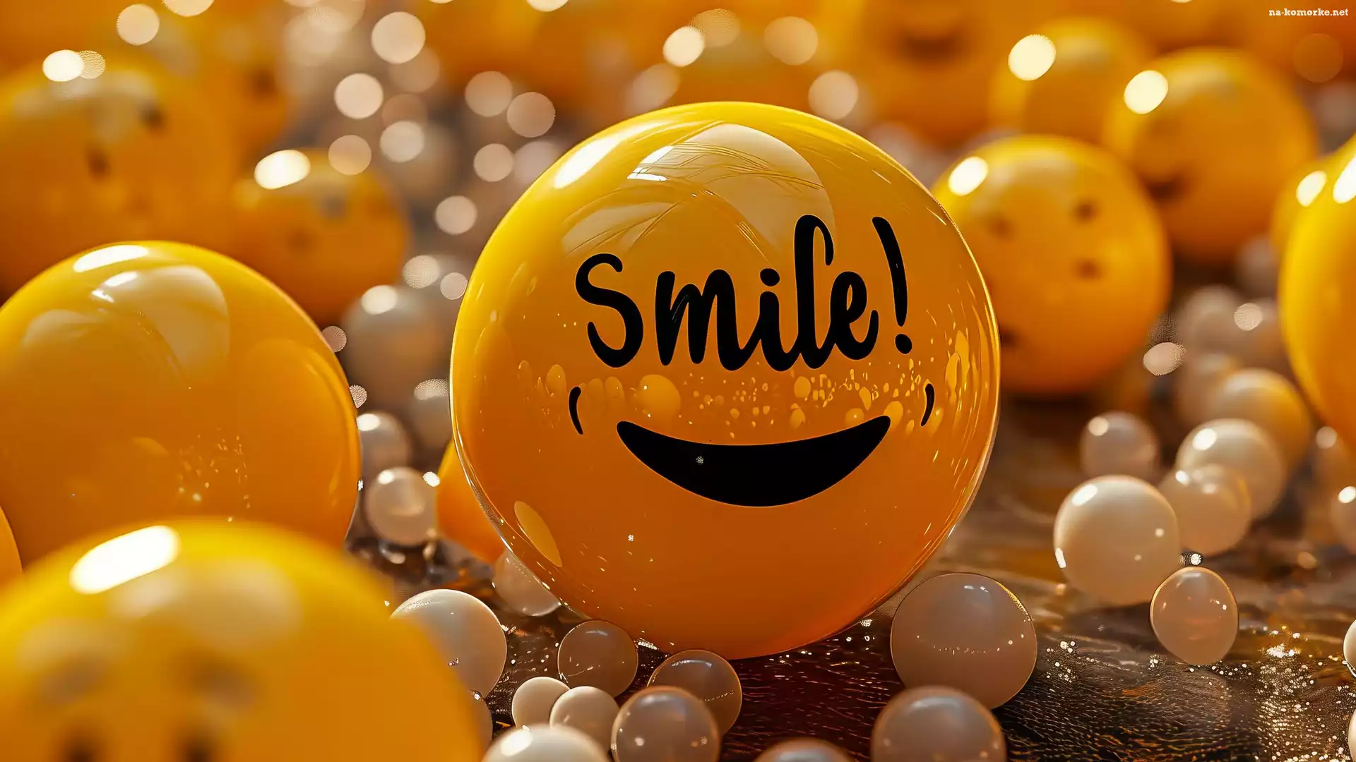 Uśmiech, Napis, Smile, Kulki, 2D