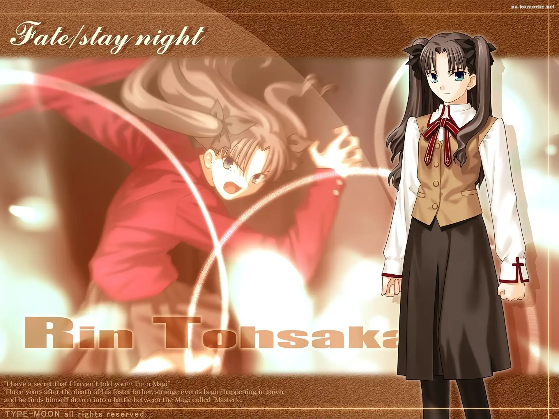 kobieta, napisy, mundurek, Fate Stay Night, Rin