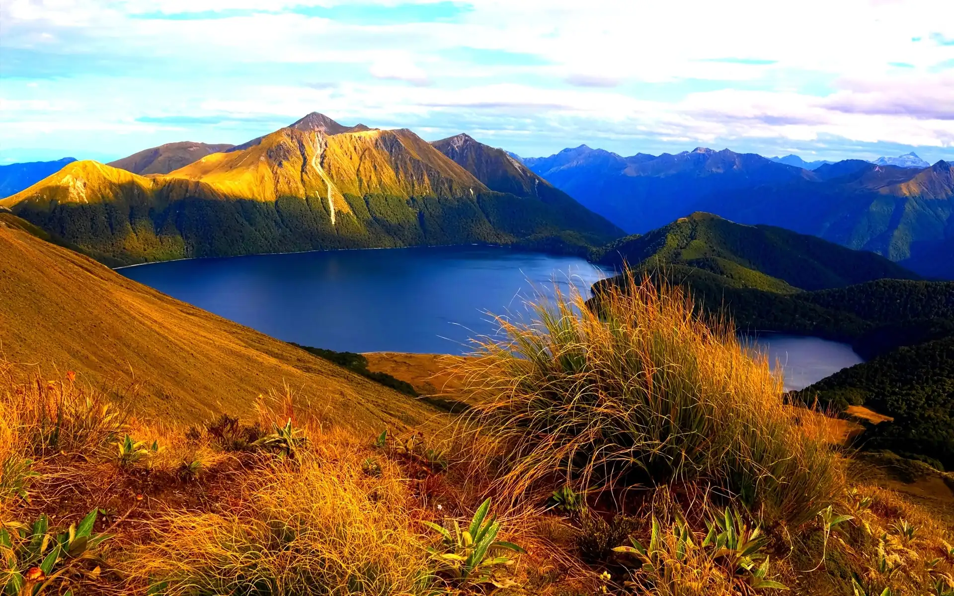 Park Narodowy Fiordland, Nowa Zelandia, Jezioro, Góry
