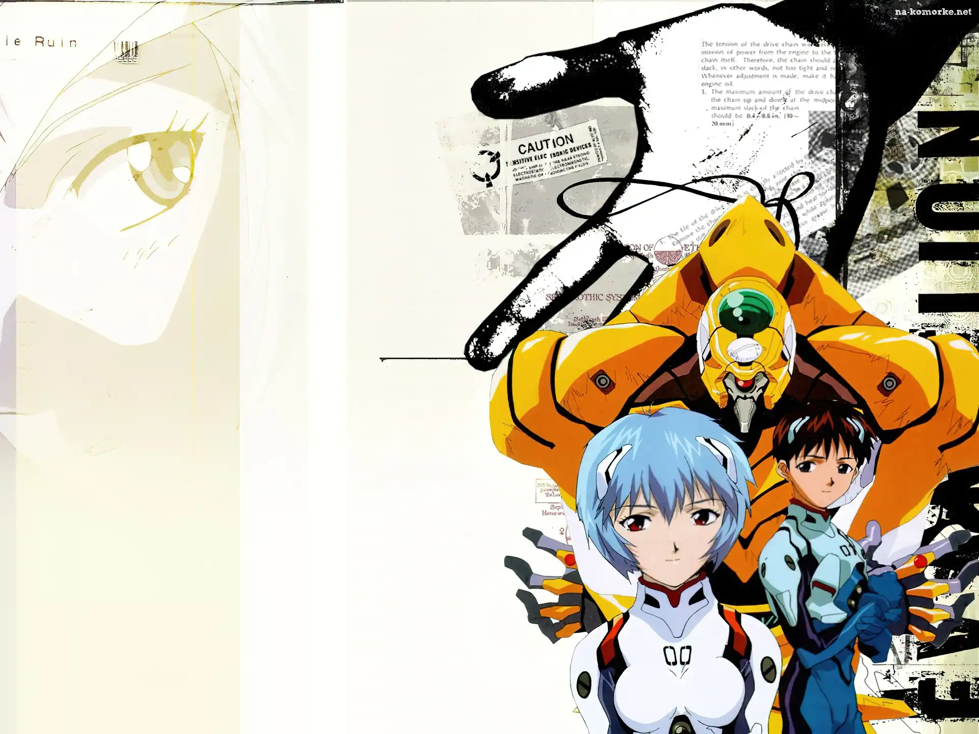 Neon Genesis Evangelion, ruin, ludzie, robot, gazeta