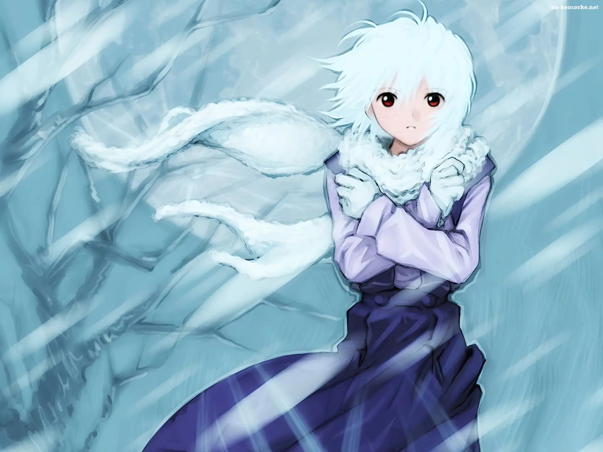 kobieta, szal, Neon Genesis Evangelion, zimno