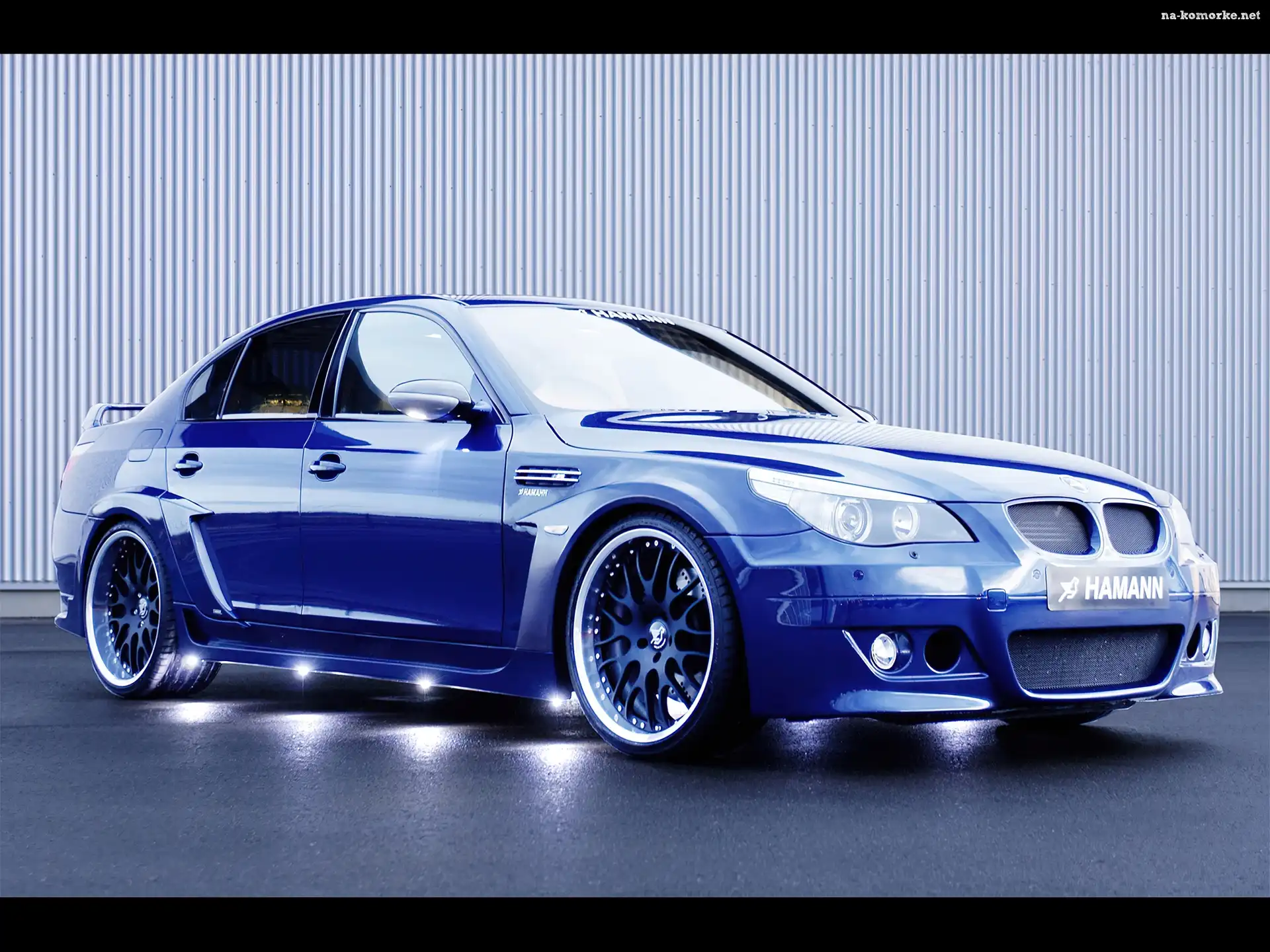 Niebieski, Podświetlenie, BMW 5, E60 na Komórkę