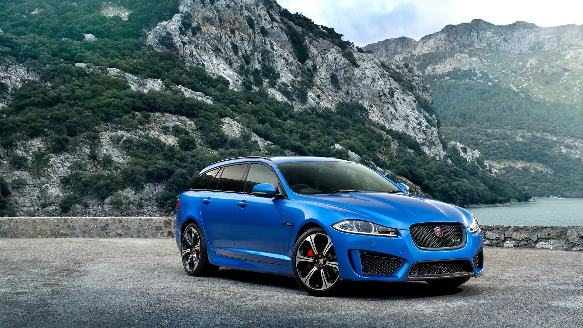 Góry, Niebieski, Samochód, Jaguar, XFR-S-Sportbrake