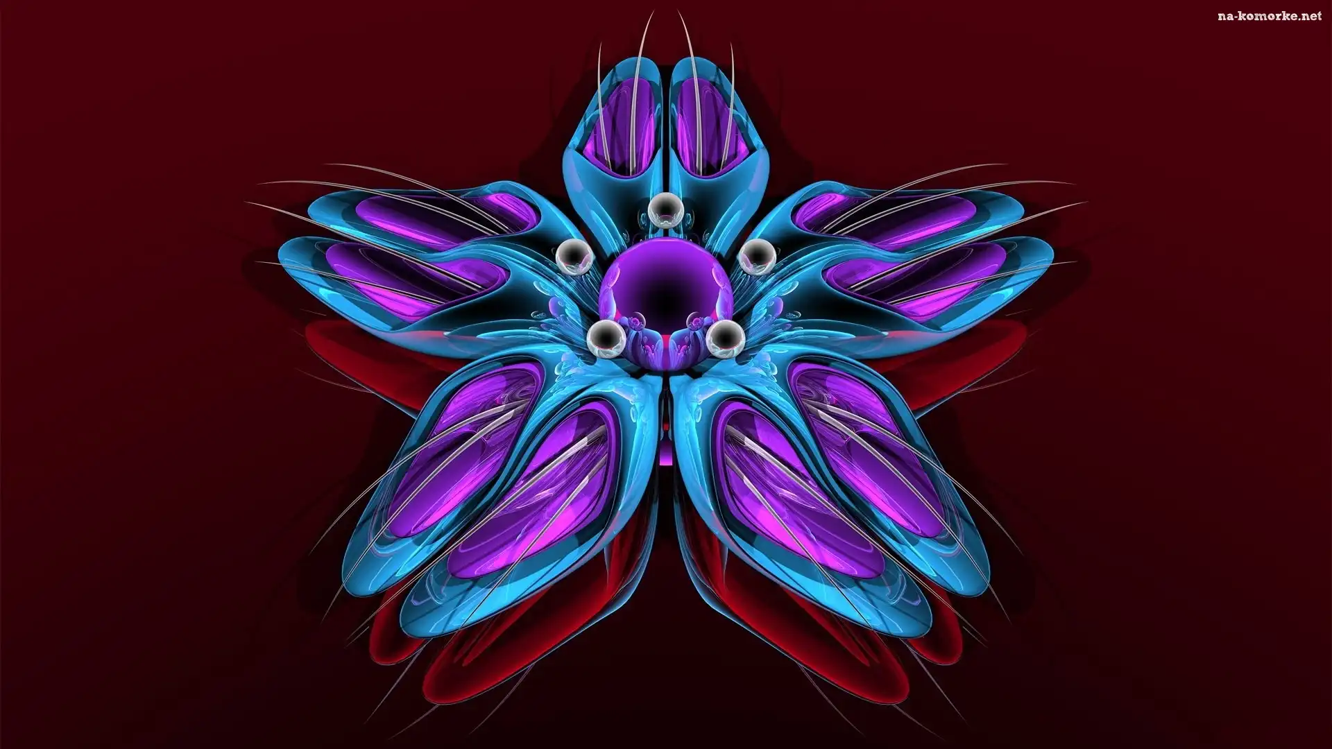 Niebieski, Kwiat, Grafika 3D