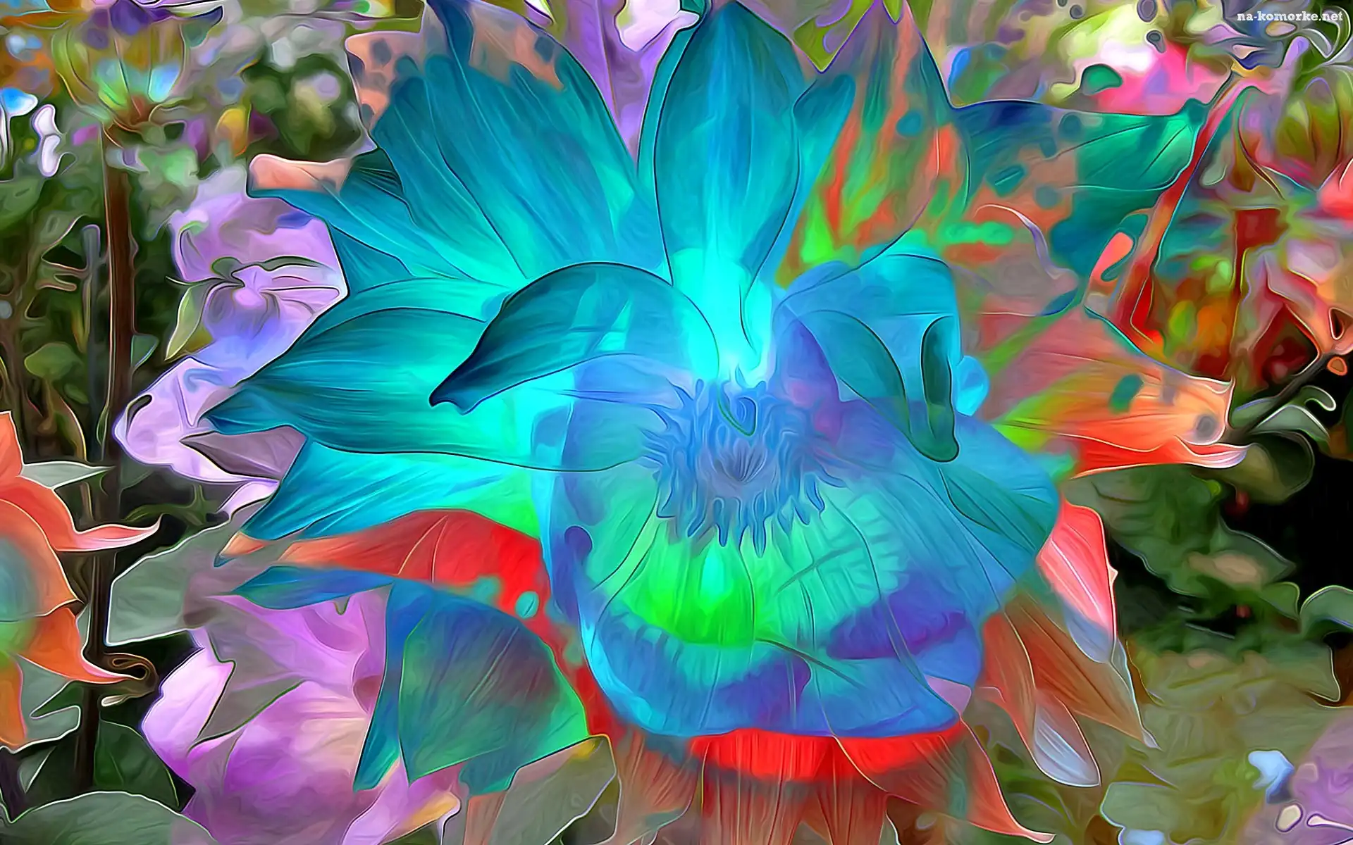 Niebieski, Art, Kwiat, Abstrakcja