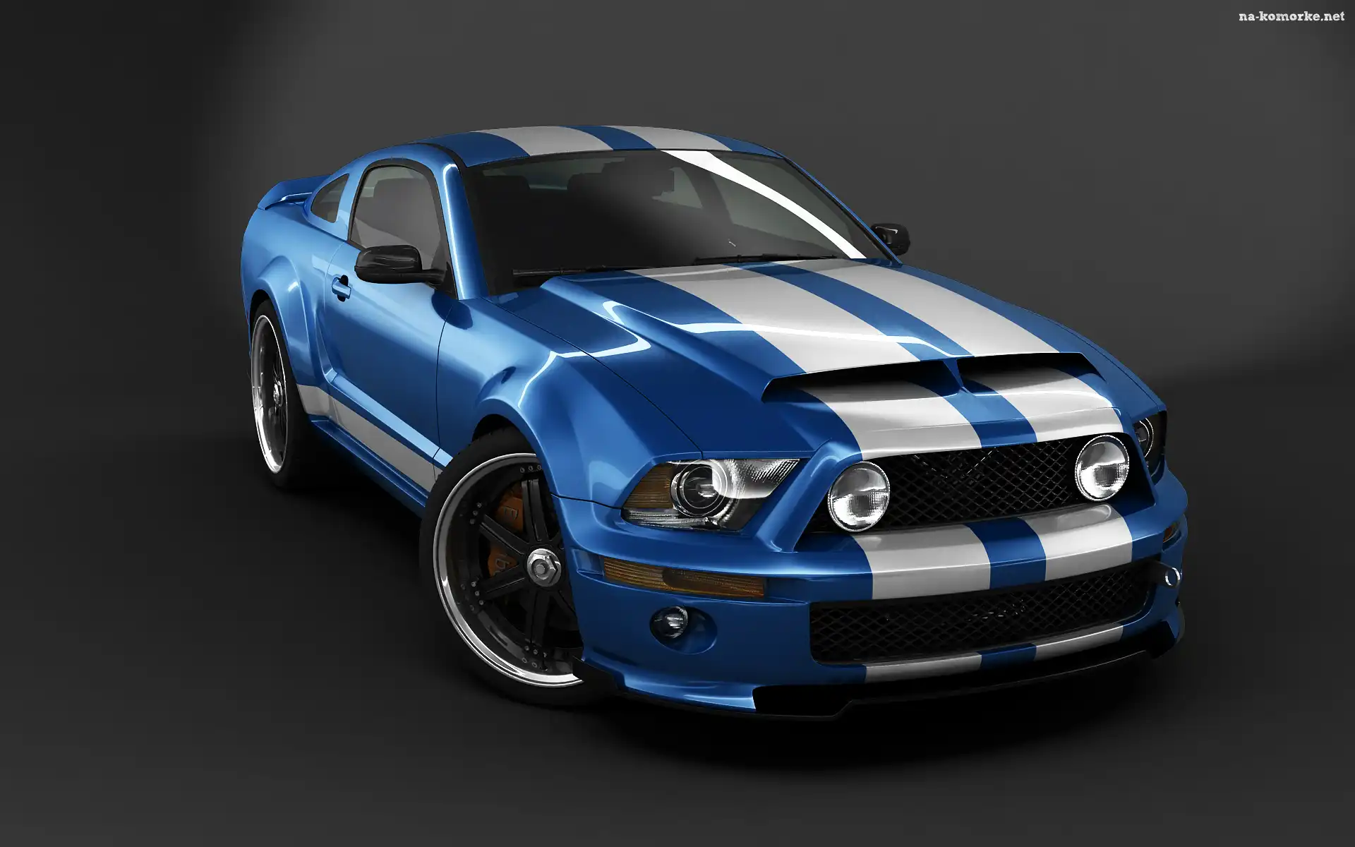 Niebieski, Pasy, Ford Mustang Shelby, Białe
