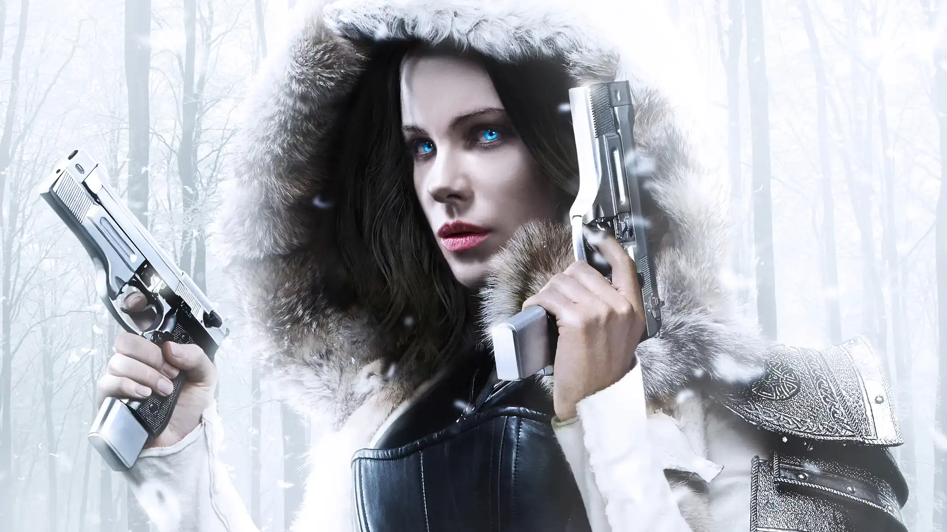Kate Beckinsale, Niebieskie, Underwold : Wojny krwi, Oczy, Film, Selene, Pistolety, Kaptur