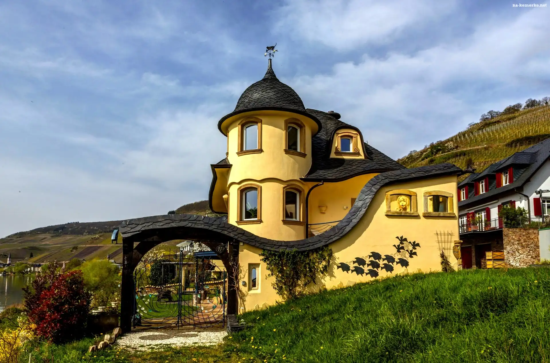 Niemcy, Fantazyjny, Żółty, Dom, Zell