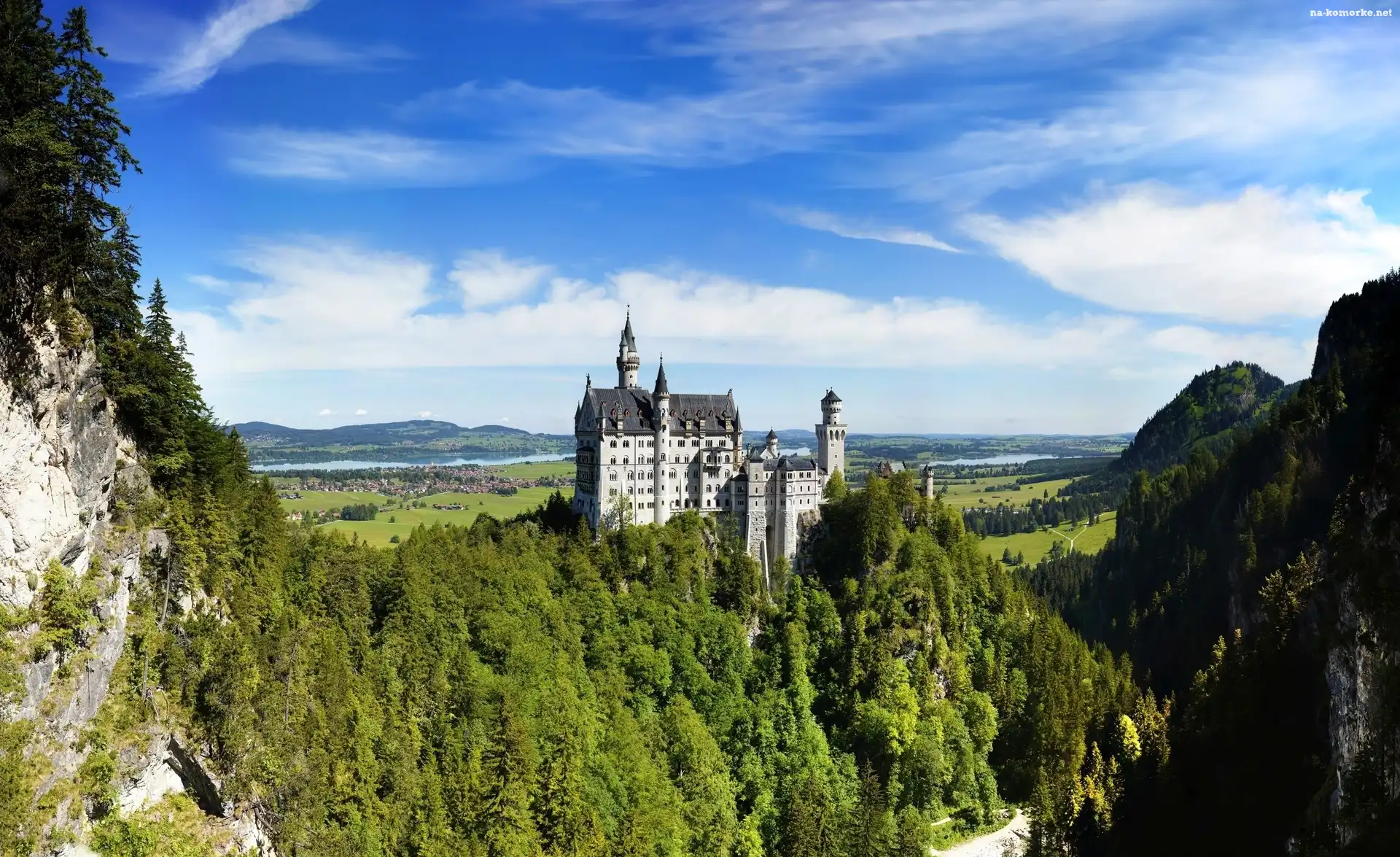 Niemcy, Zamek, Neuschwanstein, Góry, Lasy