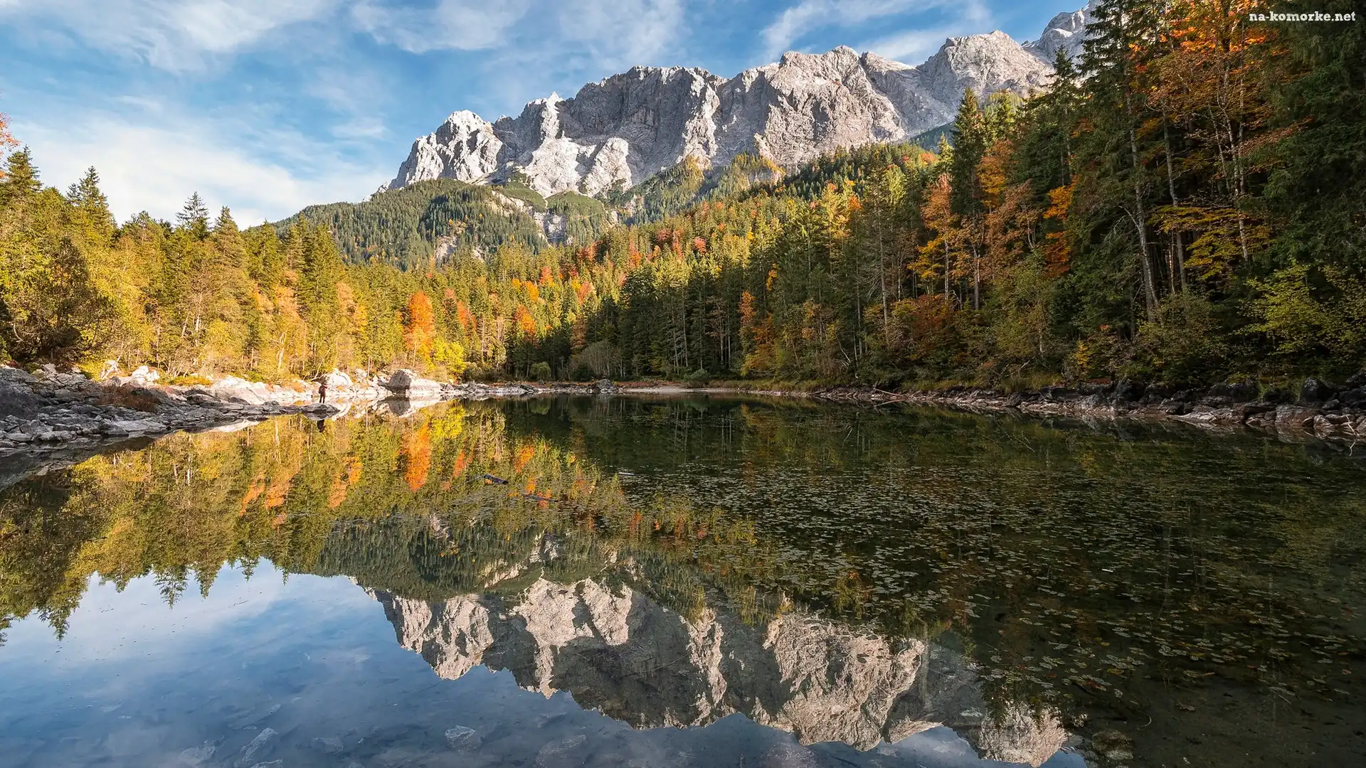 Bawaria, Góry, Odbicie, Niemcy, Drzewa, Jezioro Eibsee
