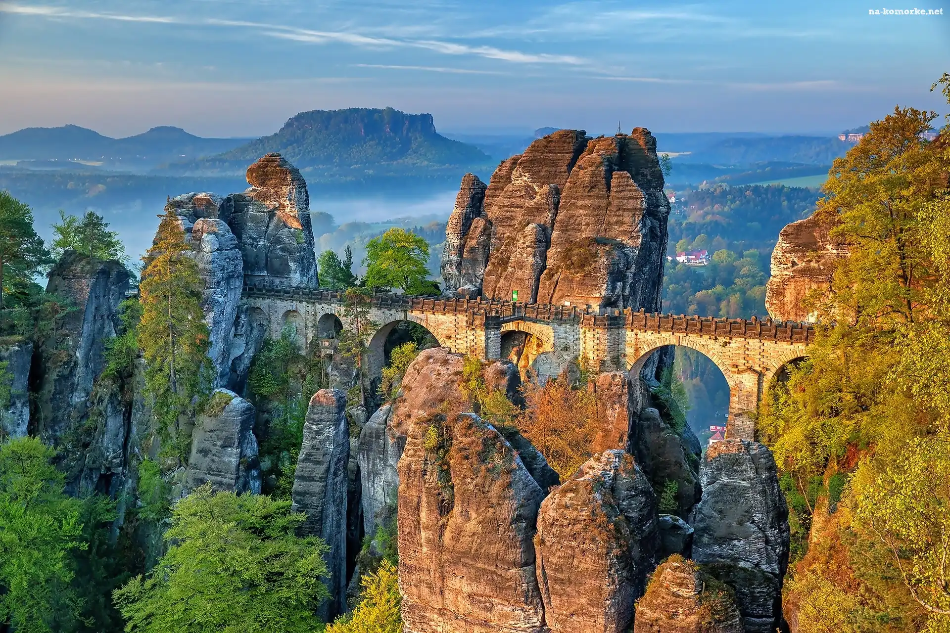 Niemcy, Góry Połabskie, Skała, Park Narodowy Saskiej Szwajcarii, Formacja skalna Bastei, Most, Skały