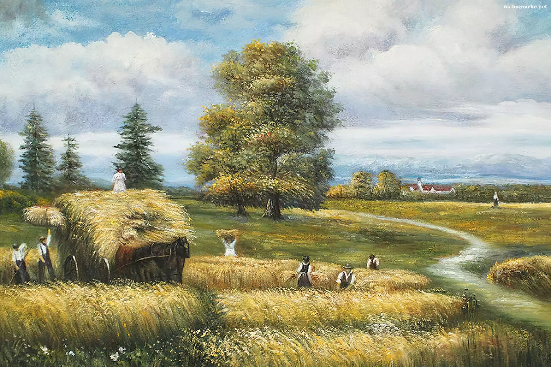 Obraz, Żniwa, Wieś