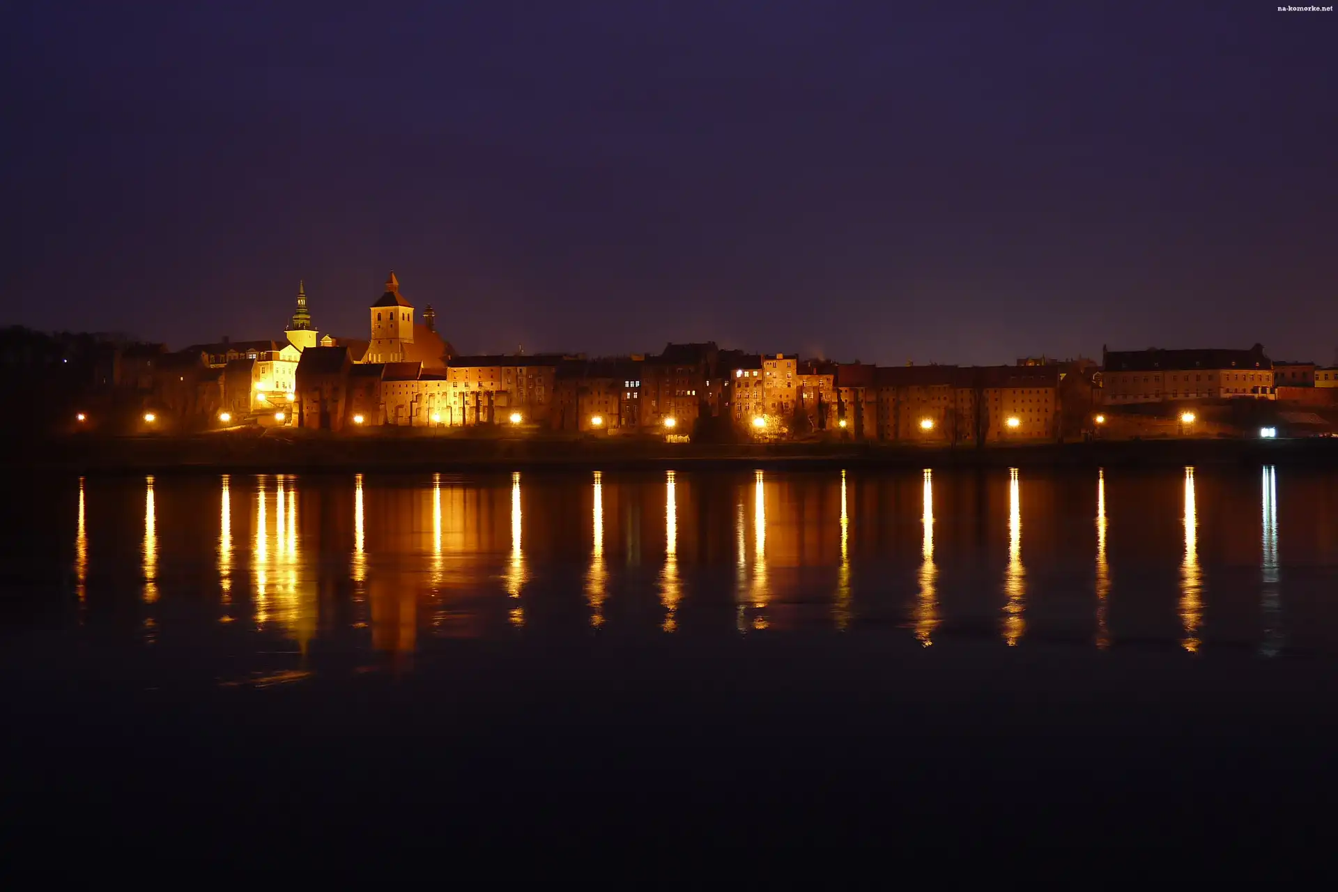 Noc, Rzeka, Miasto, Grudziądz, Odbicia
